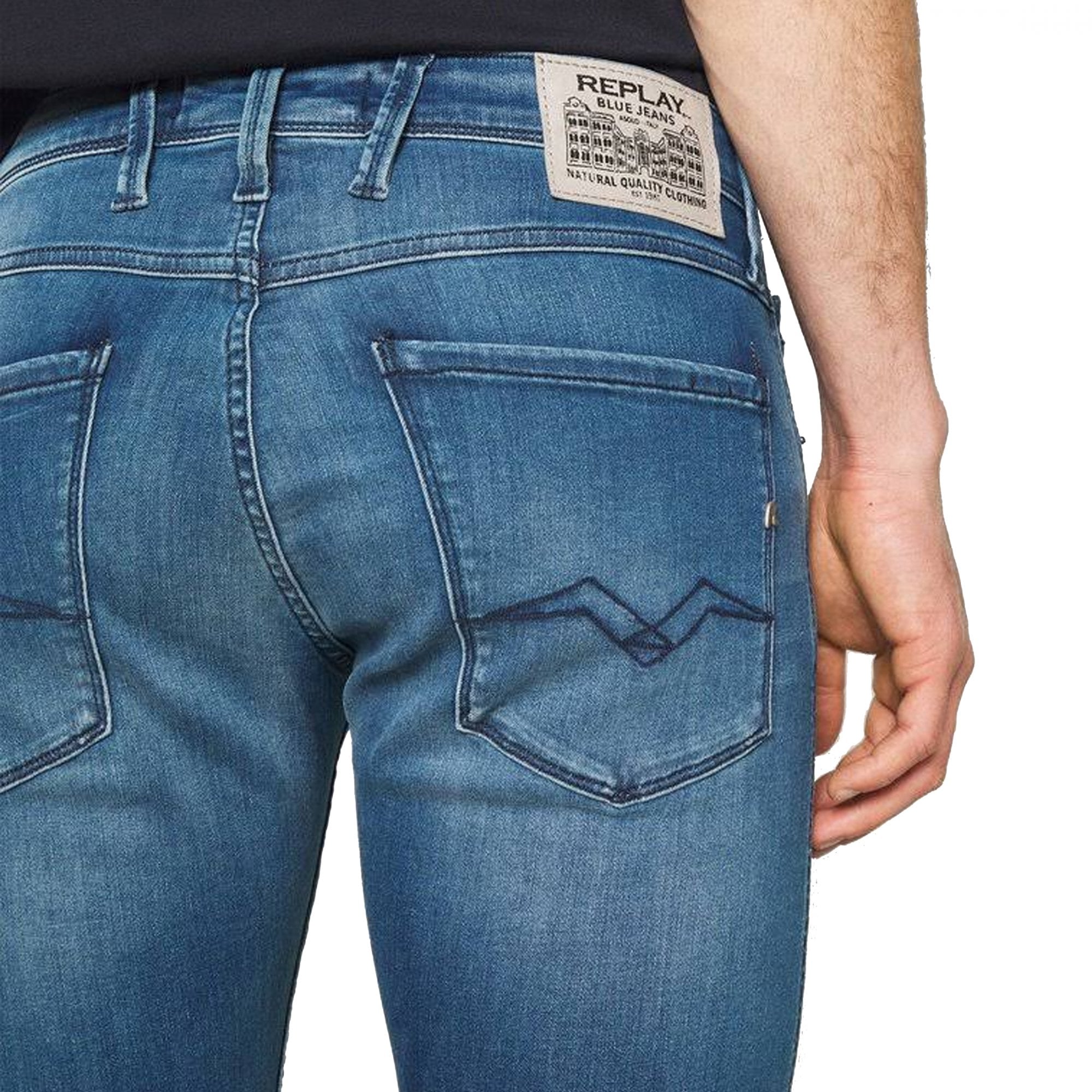 Replay Anbass Power Stretch Mid Blue Denim Jeans M914Y 41A 861 009