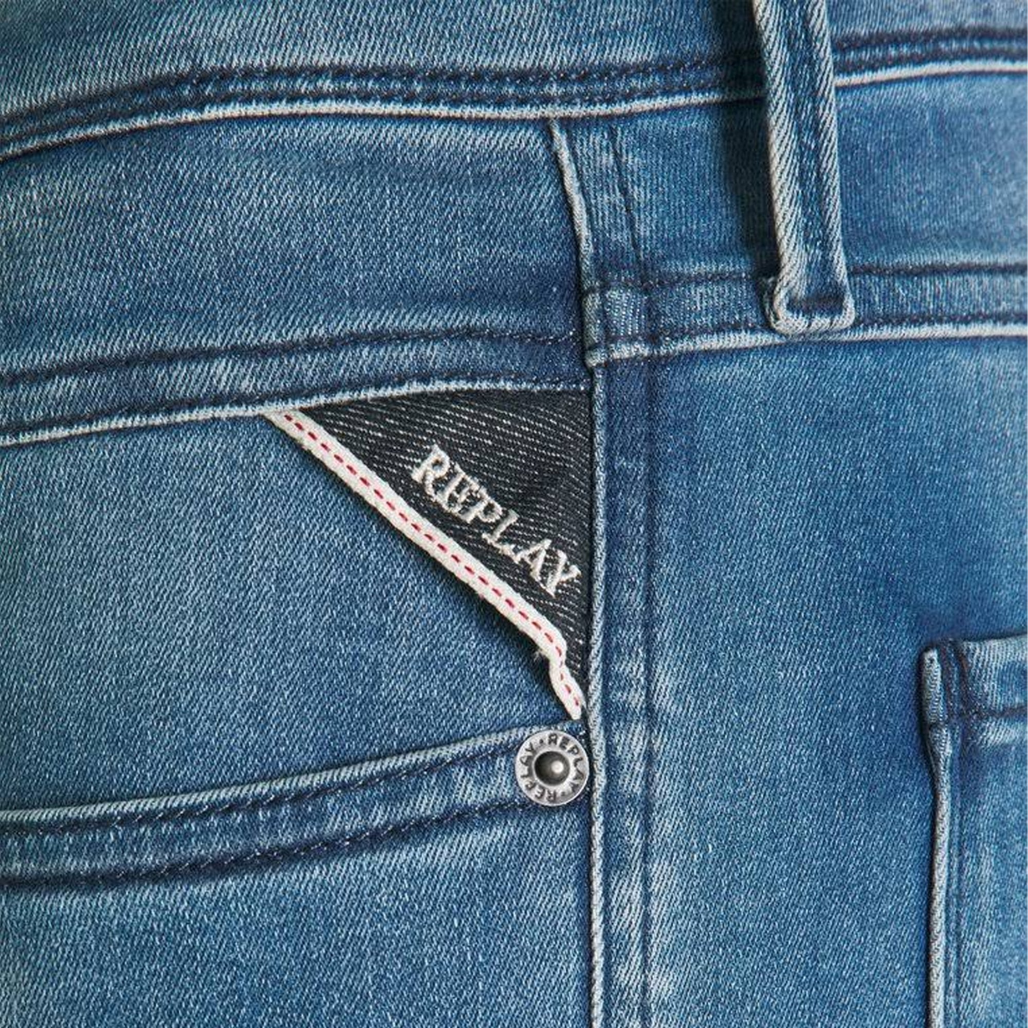 Replay Anbass Power Stretch Mid Blue Denim Jeans M914Y 41A 861 009