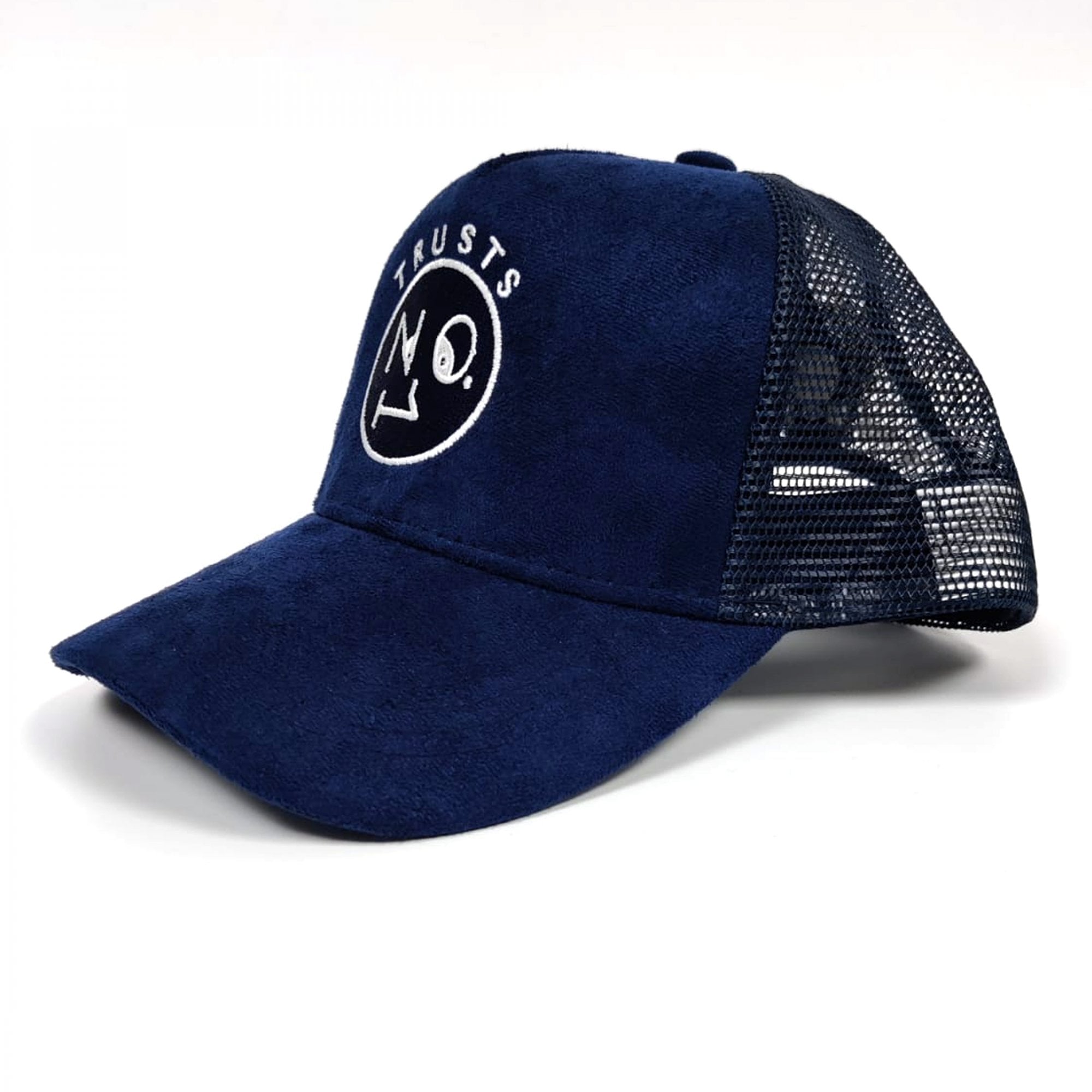 The No1 Face Trusts No1 Navy Suedette Logo Badge Trucker Snapback Cap 7
