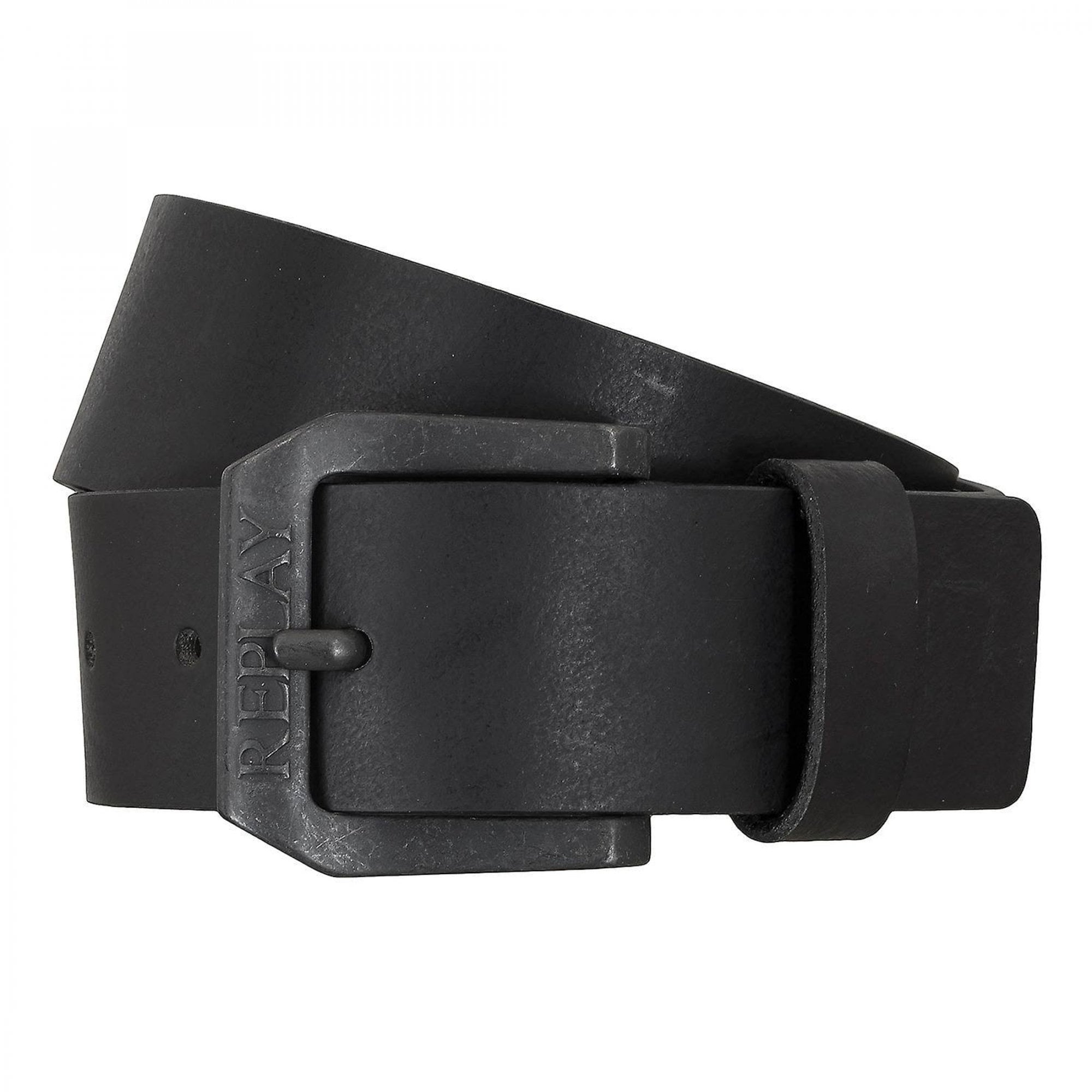 Replay Black Leather Belt AM2417