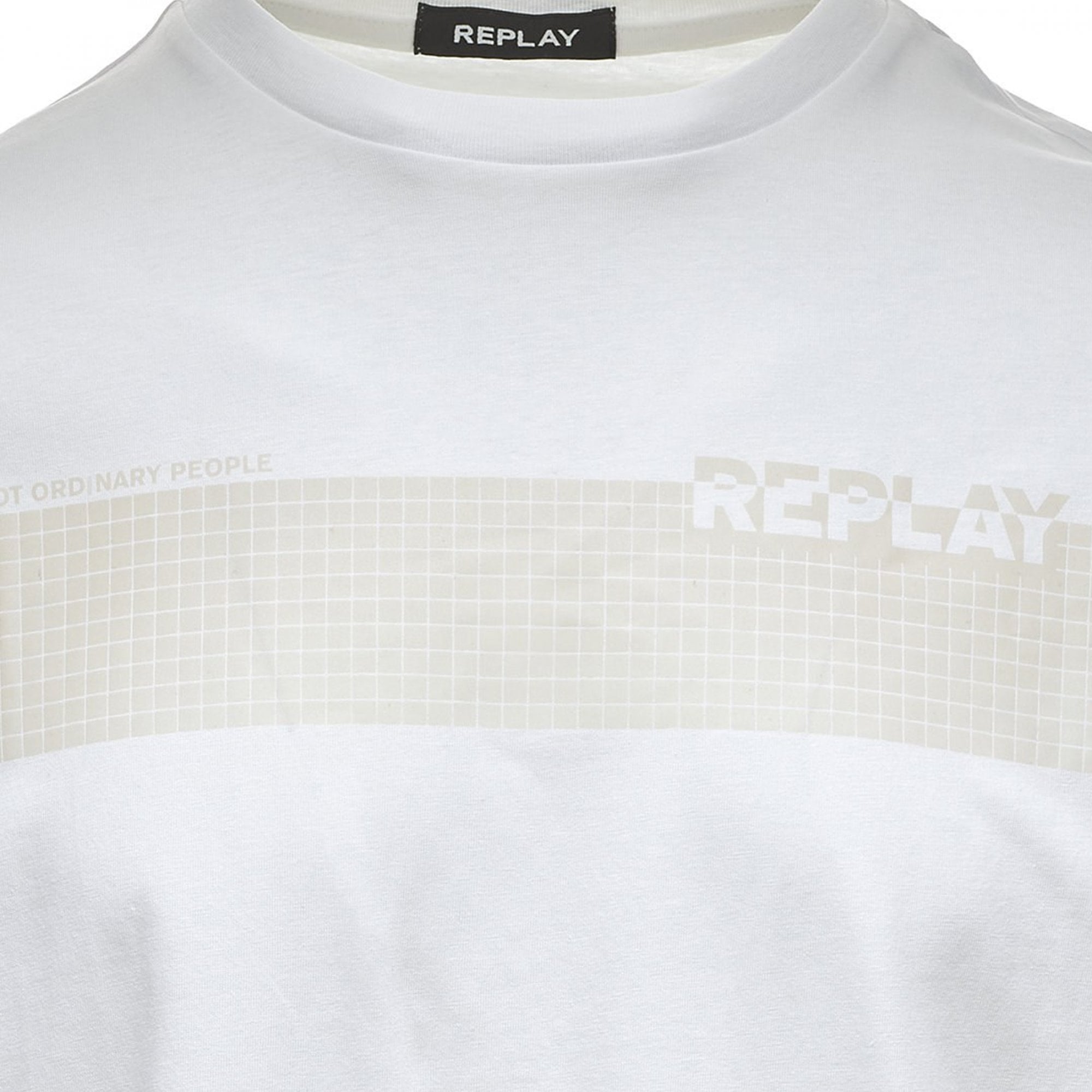 Replay Reflective Logo Crew Neck T-Shirt White M3489