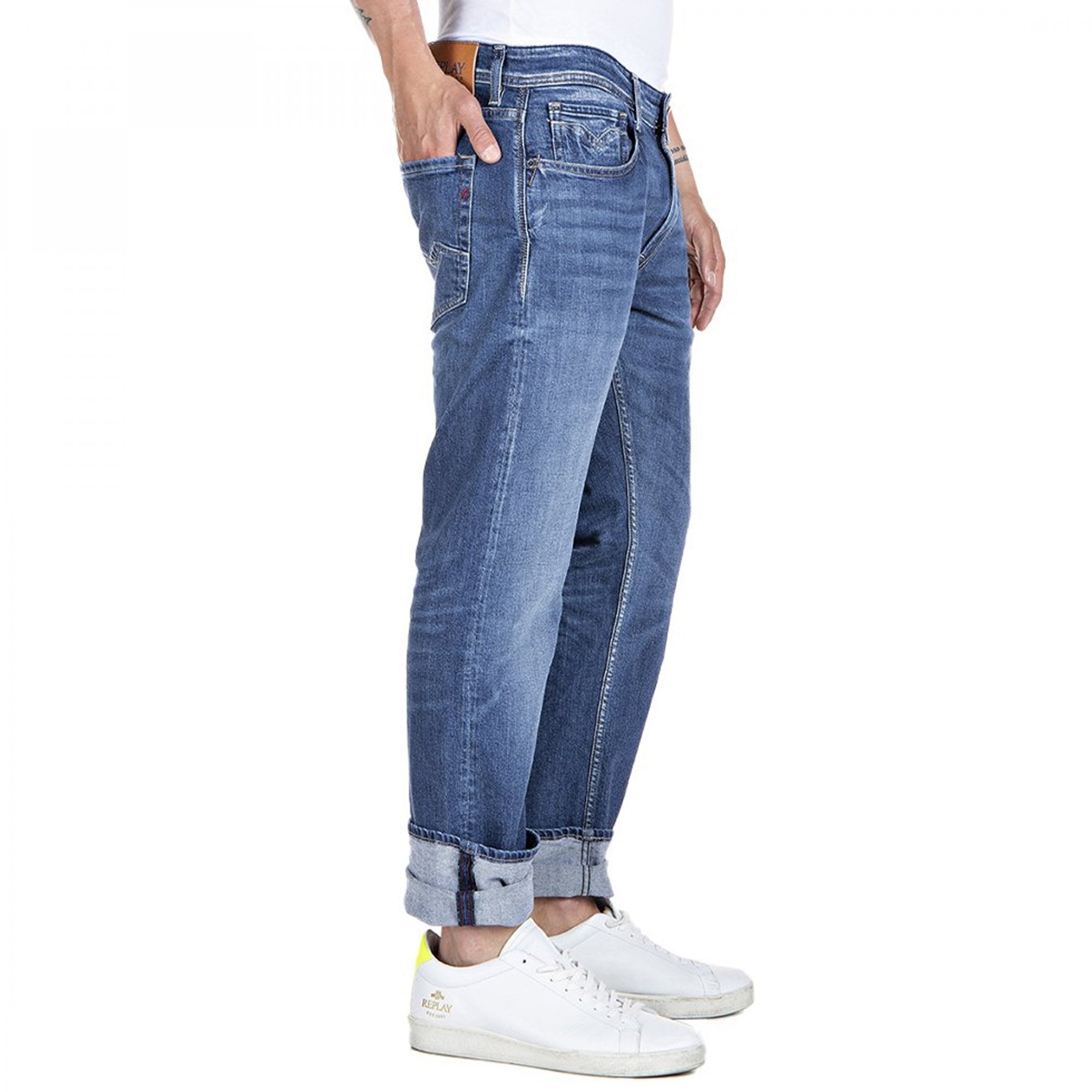 Replay Anbass Super Stretch Mid Blue Denim Jeans M914Y 573 202 009