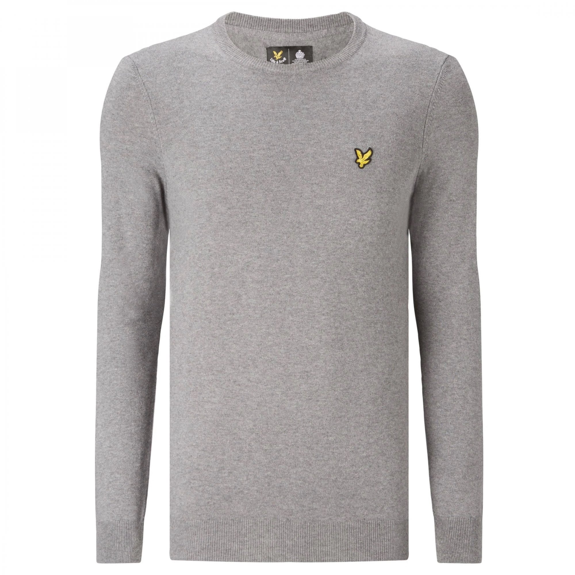 Lyle & Scott Mid Grey Crew Neck Cotton Merino Knit Jumper KN400VC