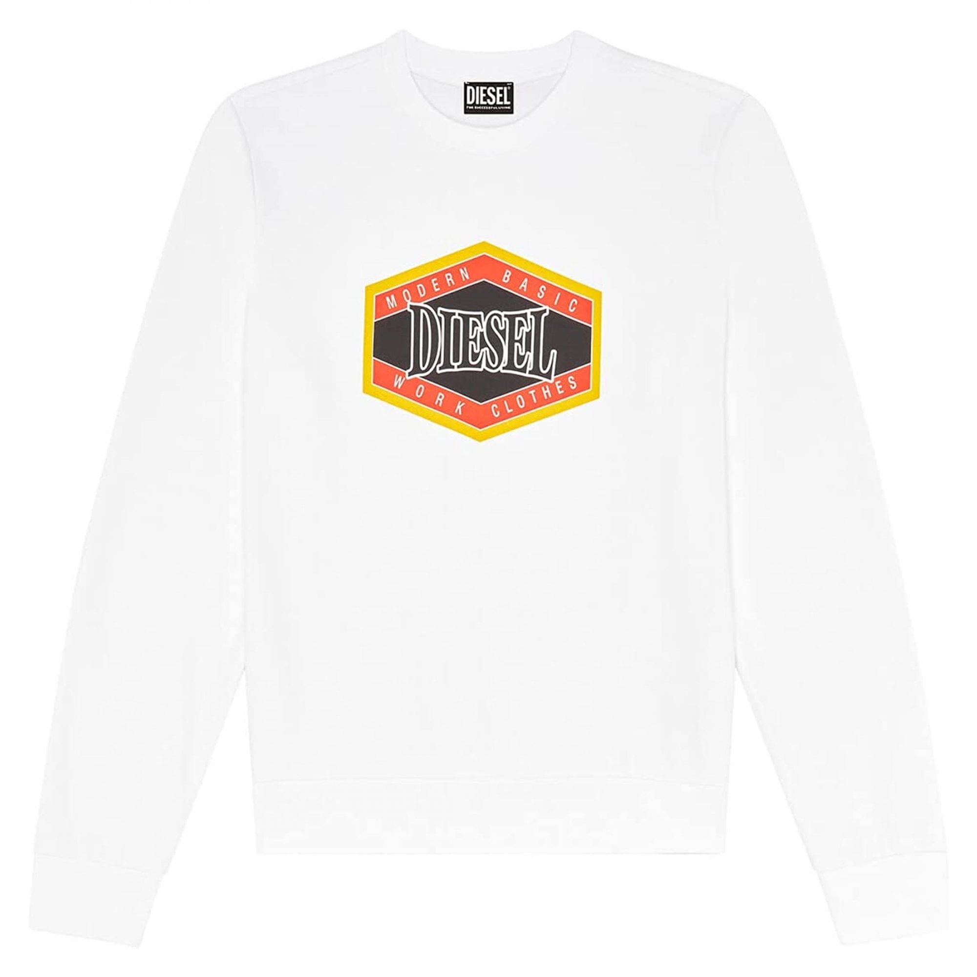 Diesel S-Ginn-K27 Logo Crew Neck Sweatshirt White