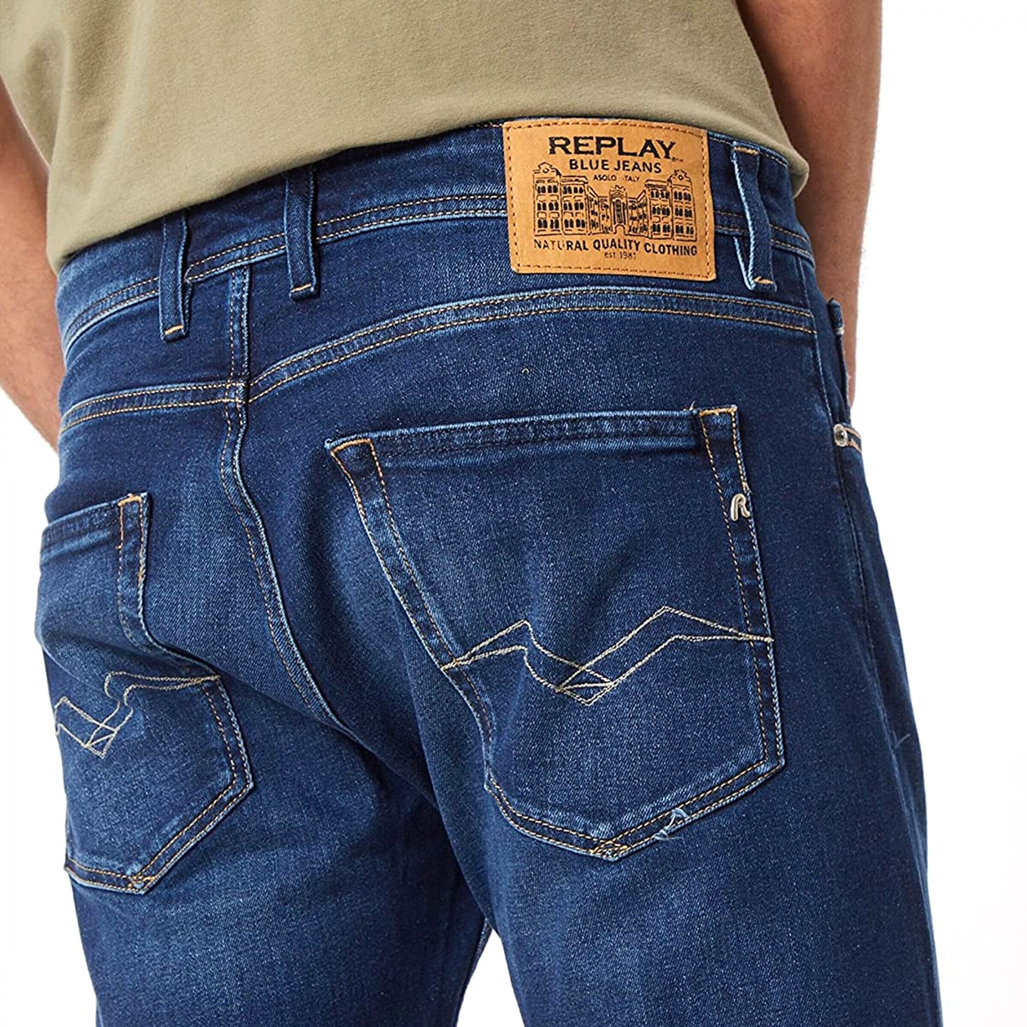 Replay Grover Straight Fit Blue Washed Denim Jeans MA972 685 490 009