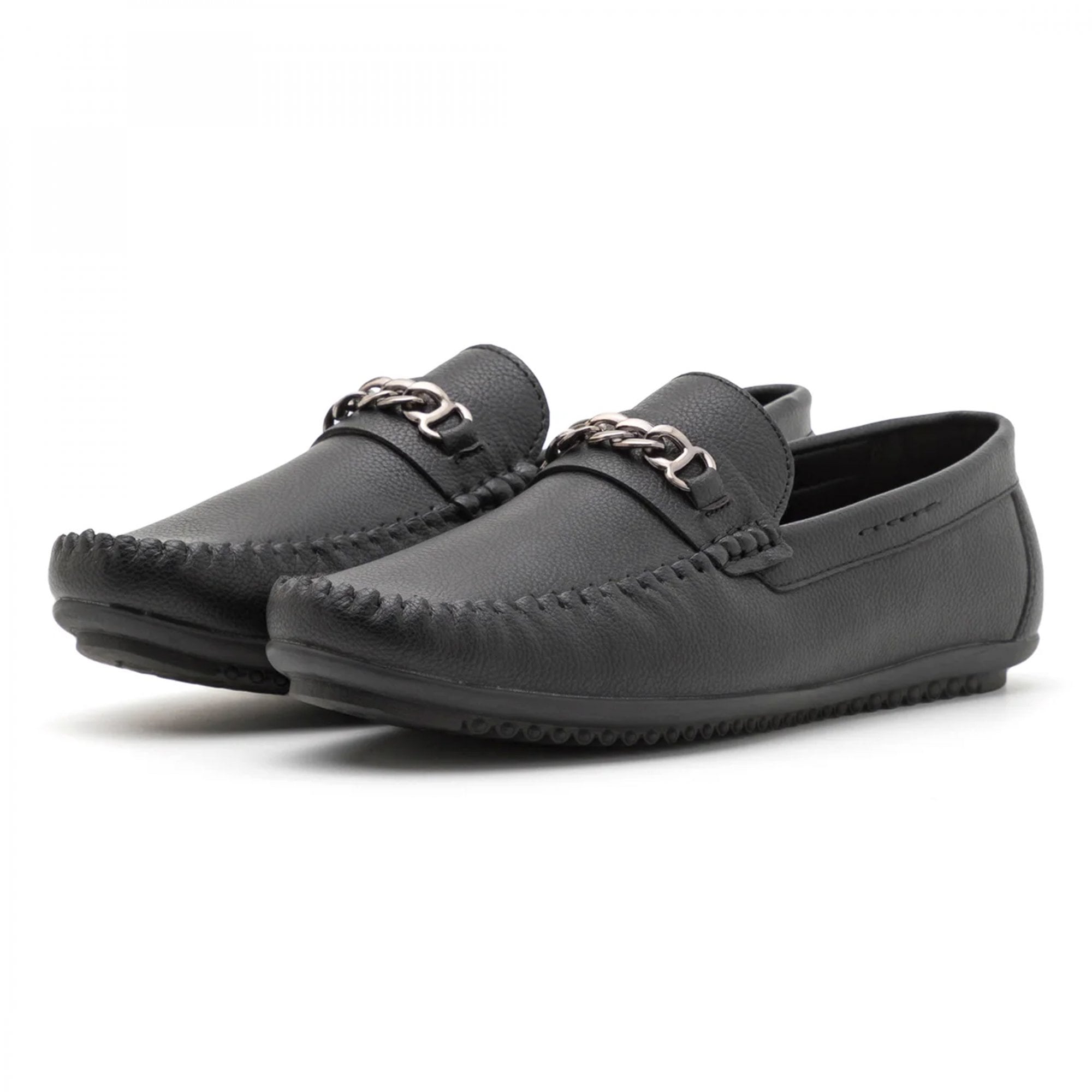 Brave Soul Link Black Faux Leather Loafers