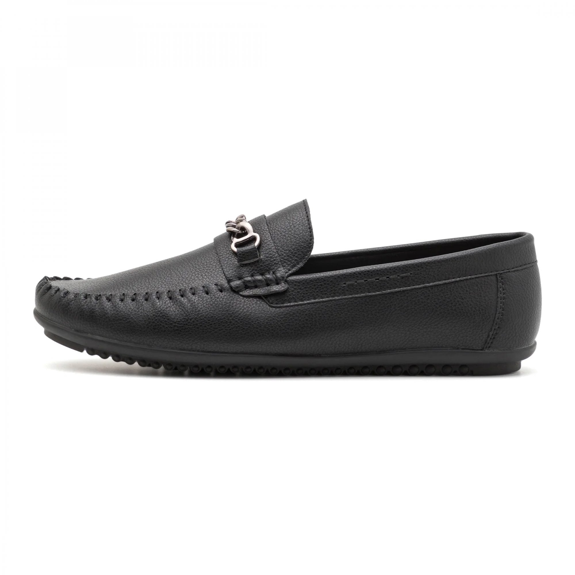 Brave Soul Link Black Faux Leather Loafers