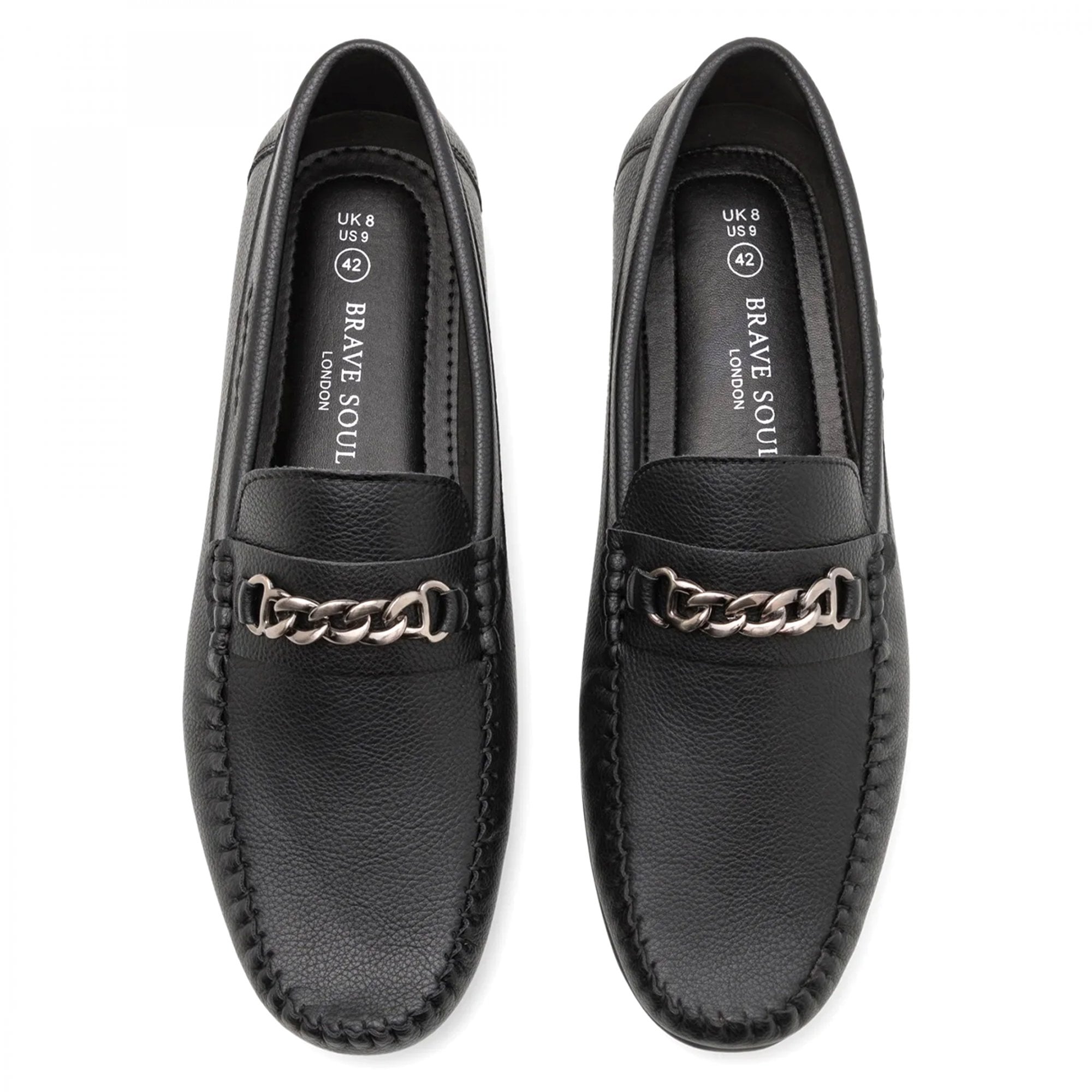 Brave Soul Link Black Faux Leather Loafers
