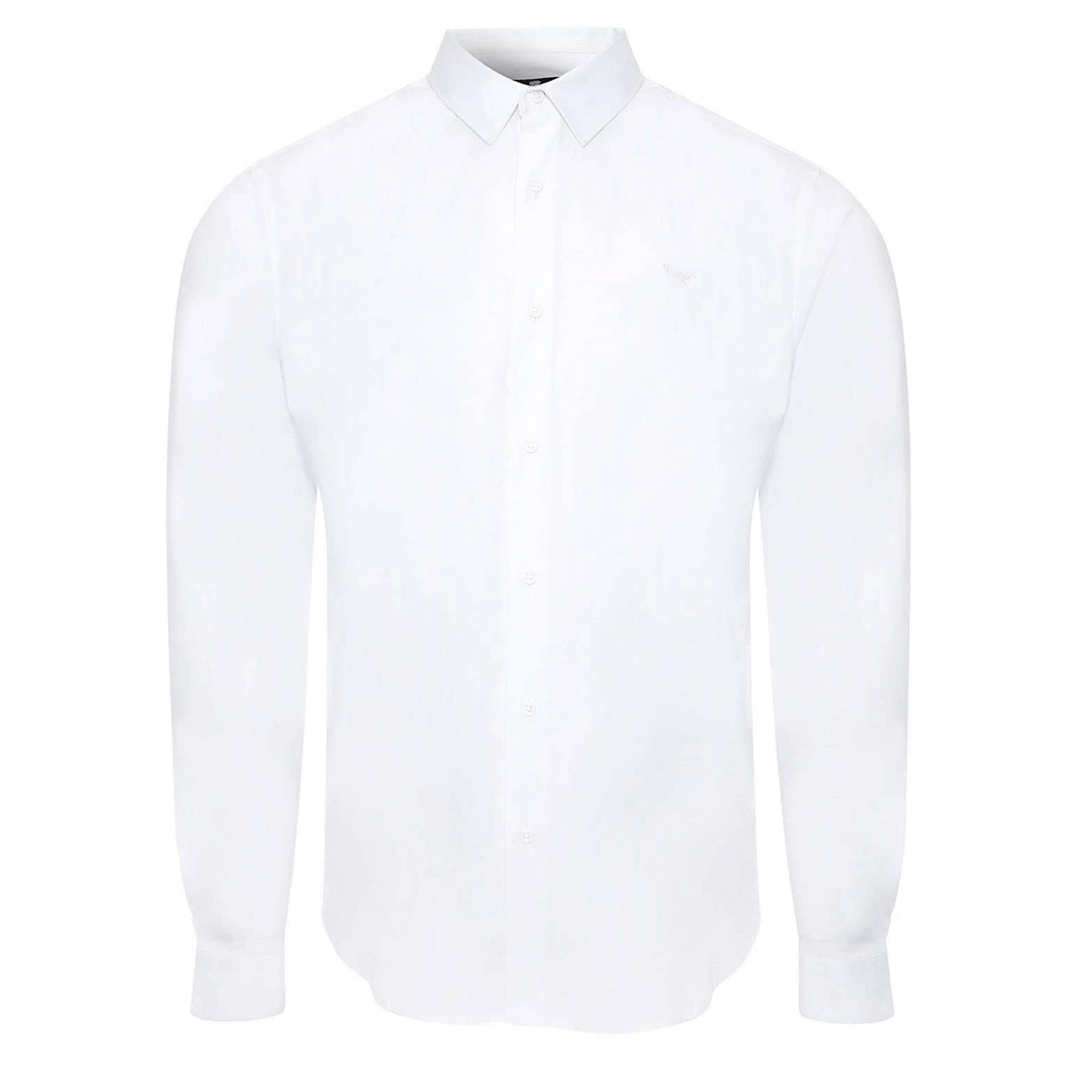Threadbare Olly L/S Cotton Stretch White Shirt