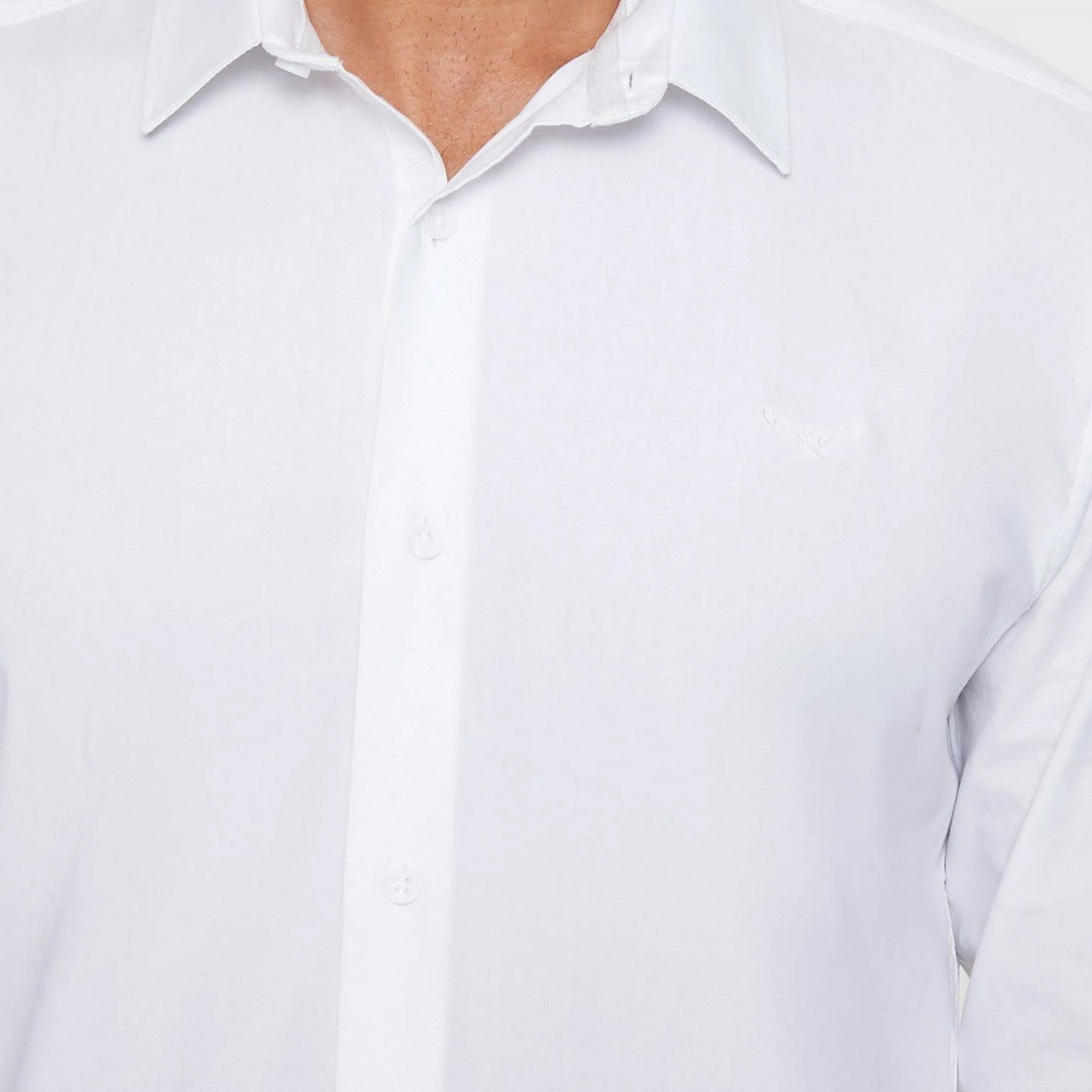 Threadbare Olly L/S Cotton Stretch White Shirt