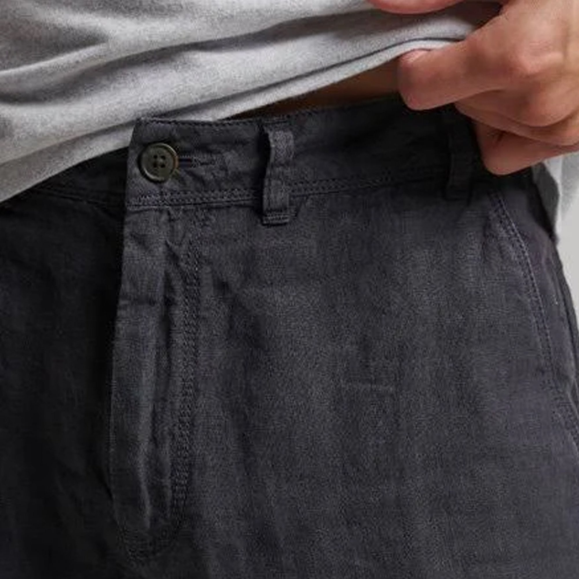 Superdry Studios Overdyed Linen Shorts Blue Graphite 79P