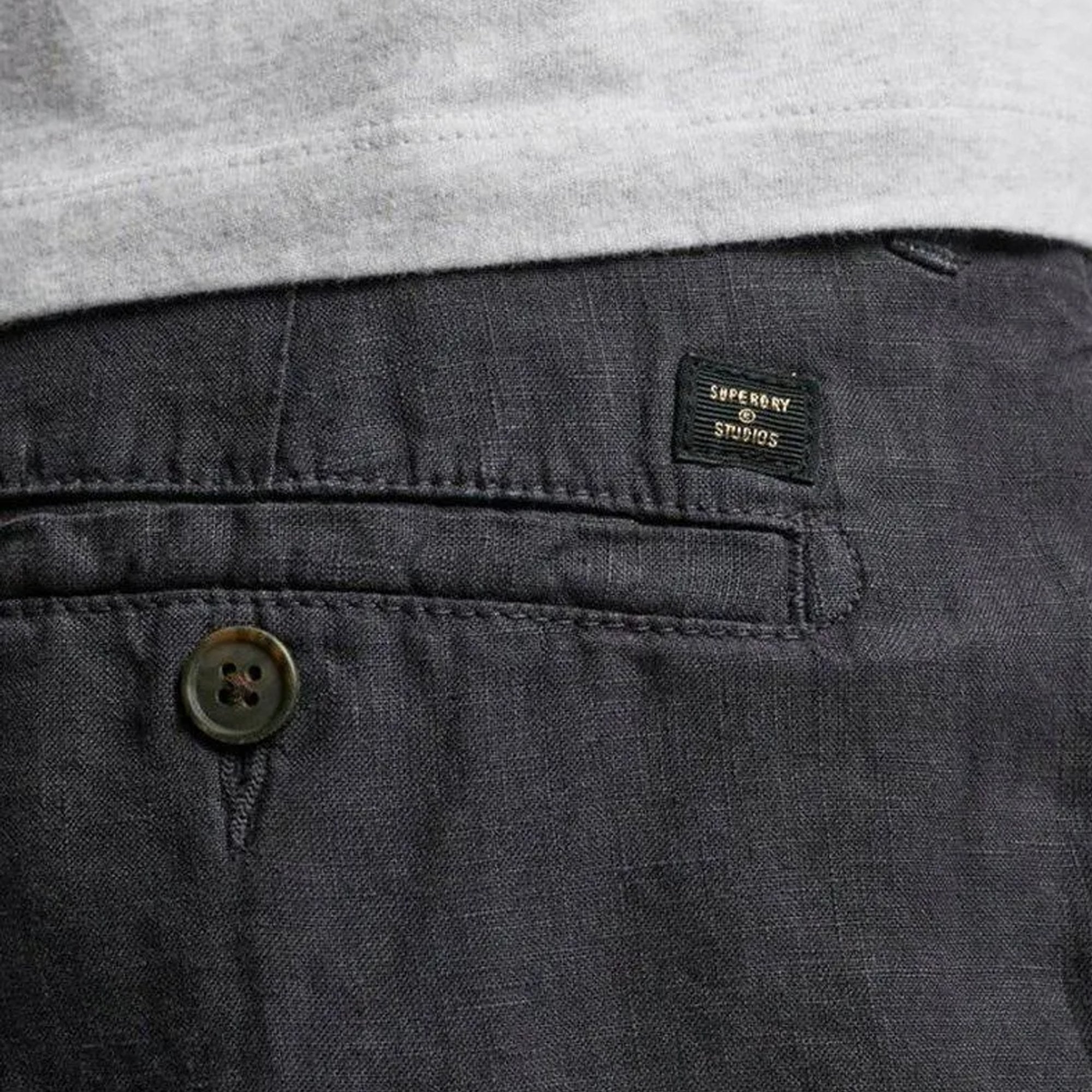 Superdry Studios Overdyed Linen Shorts Blue Graphite 79P