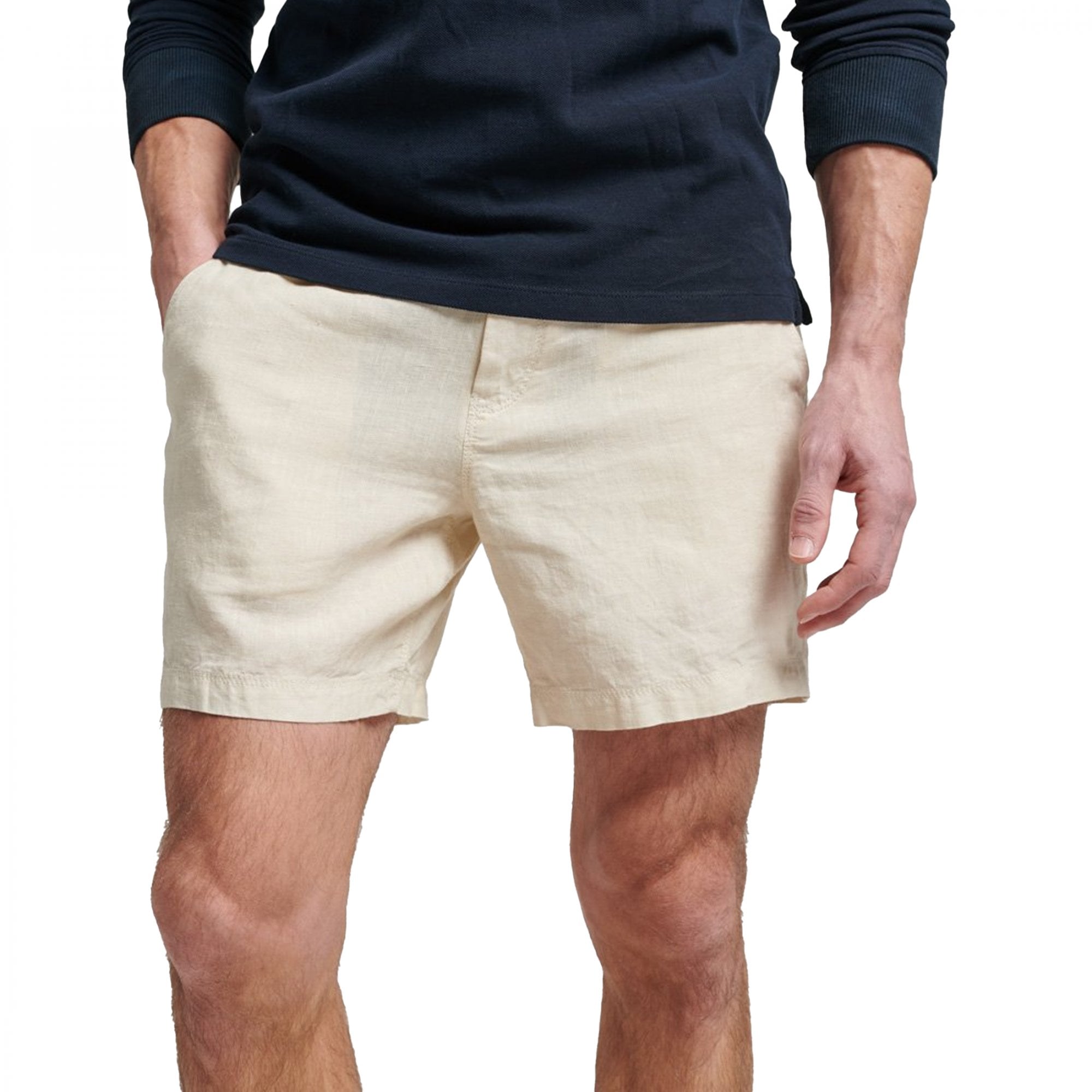 Superdry Studios Overdyed Linen Shorts Birch Beige 9PH
