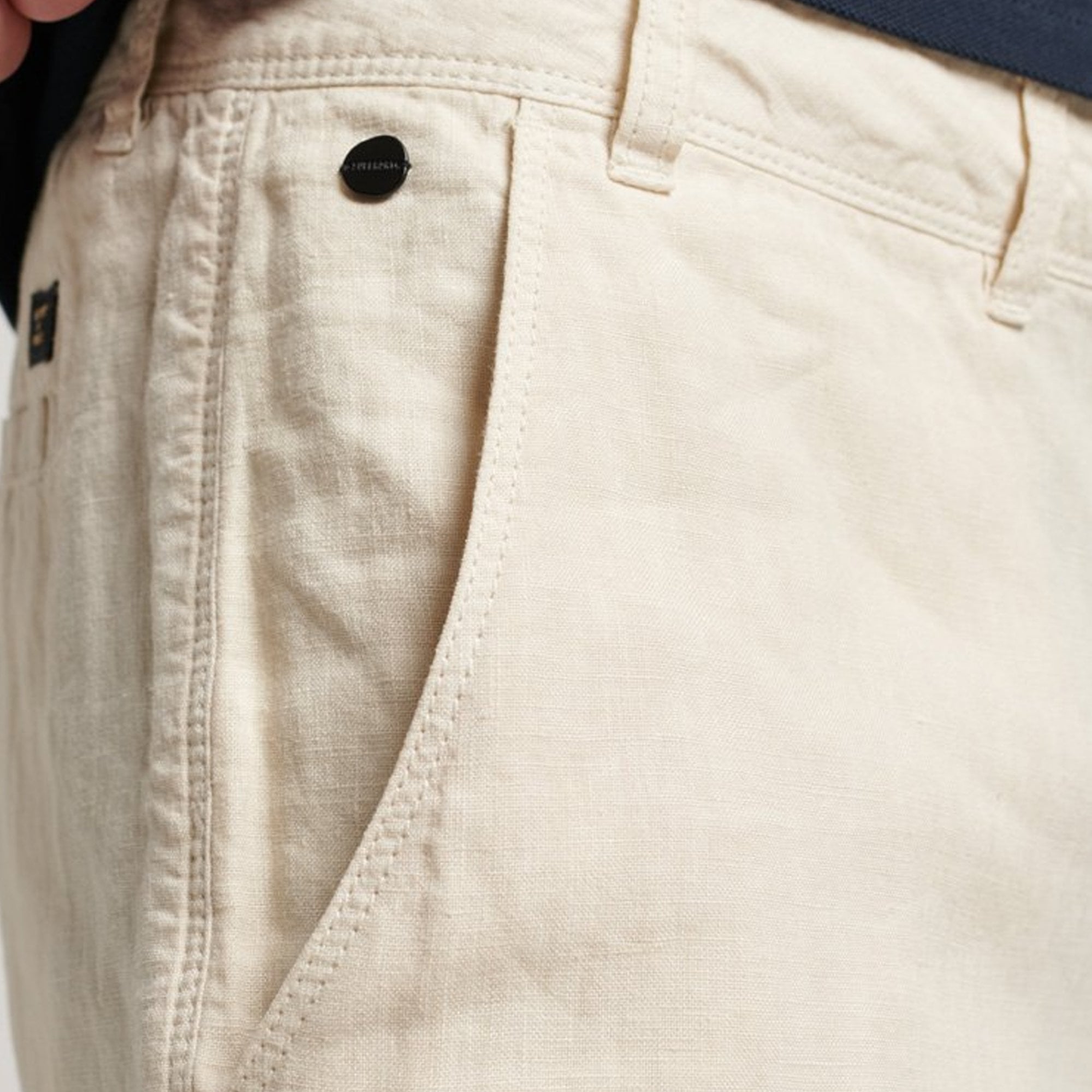 Superdry Studios Overdyed Linen Shorts Birch Beige 9PH