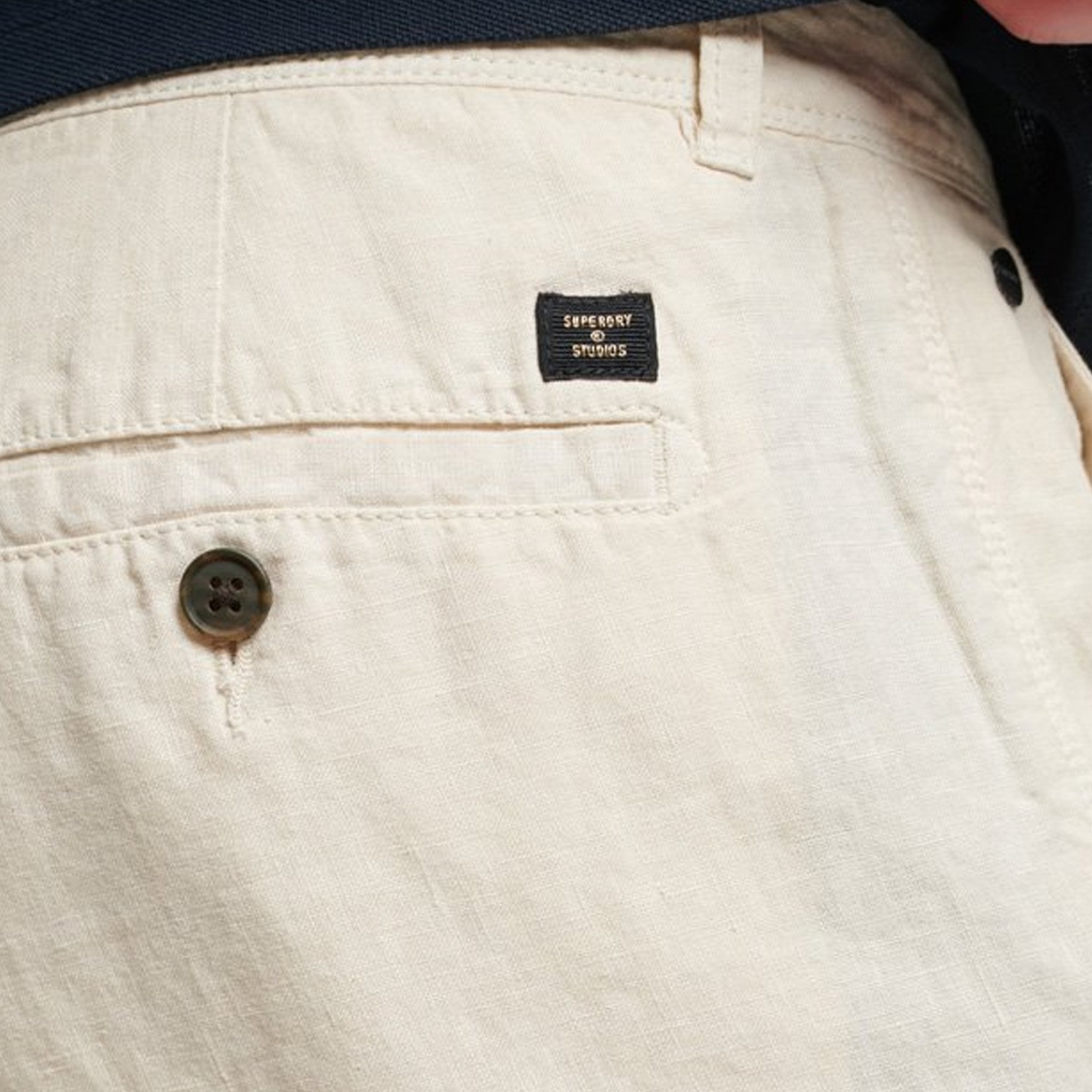 Superdry Studios Overdyed Linen Shorts Birch Beige 9PH