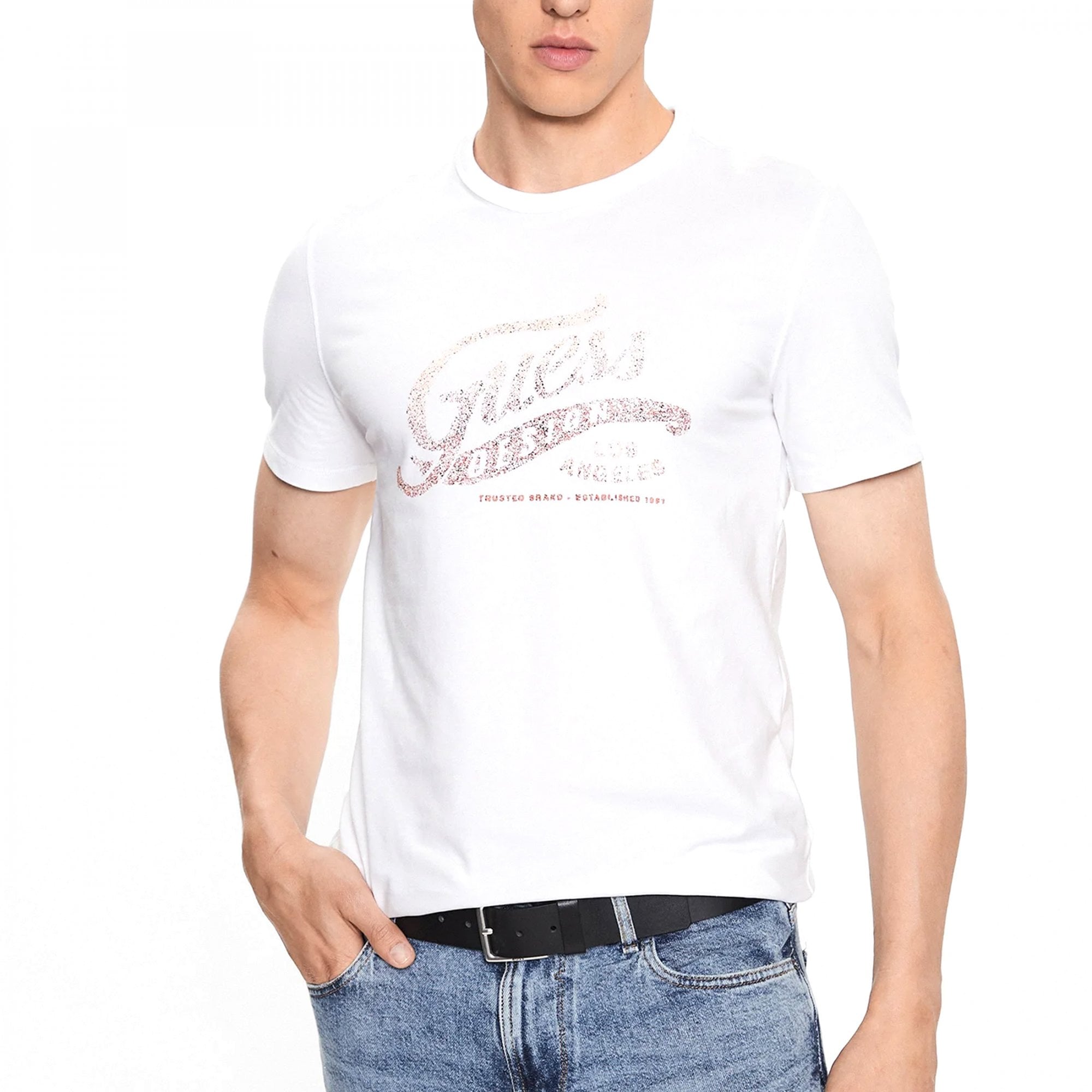 Guess Dotted Logo Crew Neck White T-Shirt M3YI27J1314