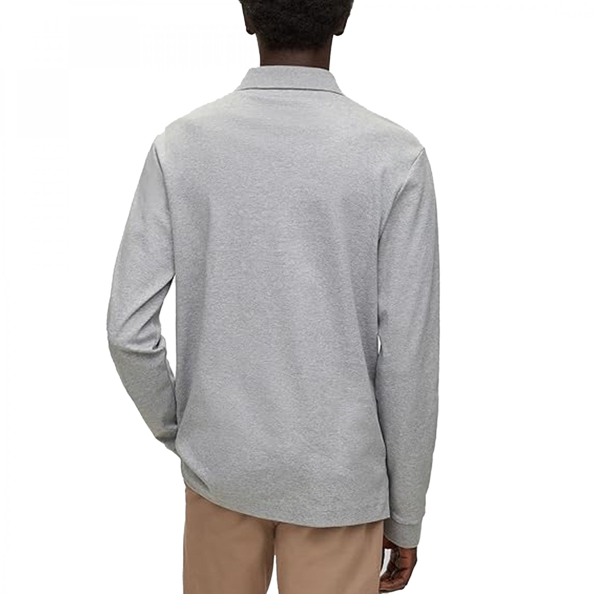 Hugo Boss Pado 30 Plain Long Sleeved Jersey Polo Light Grey 041 50468392