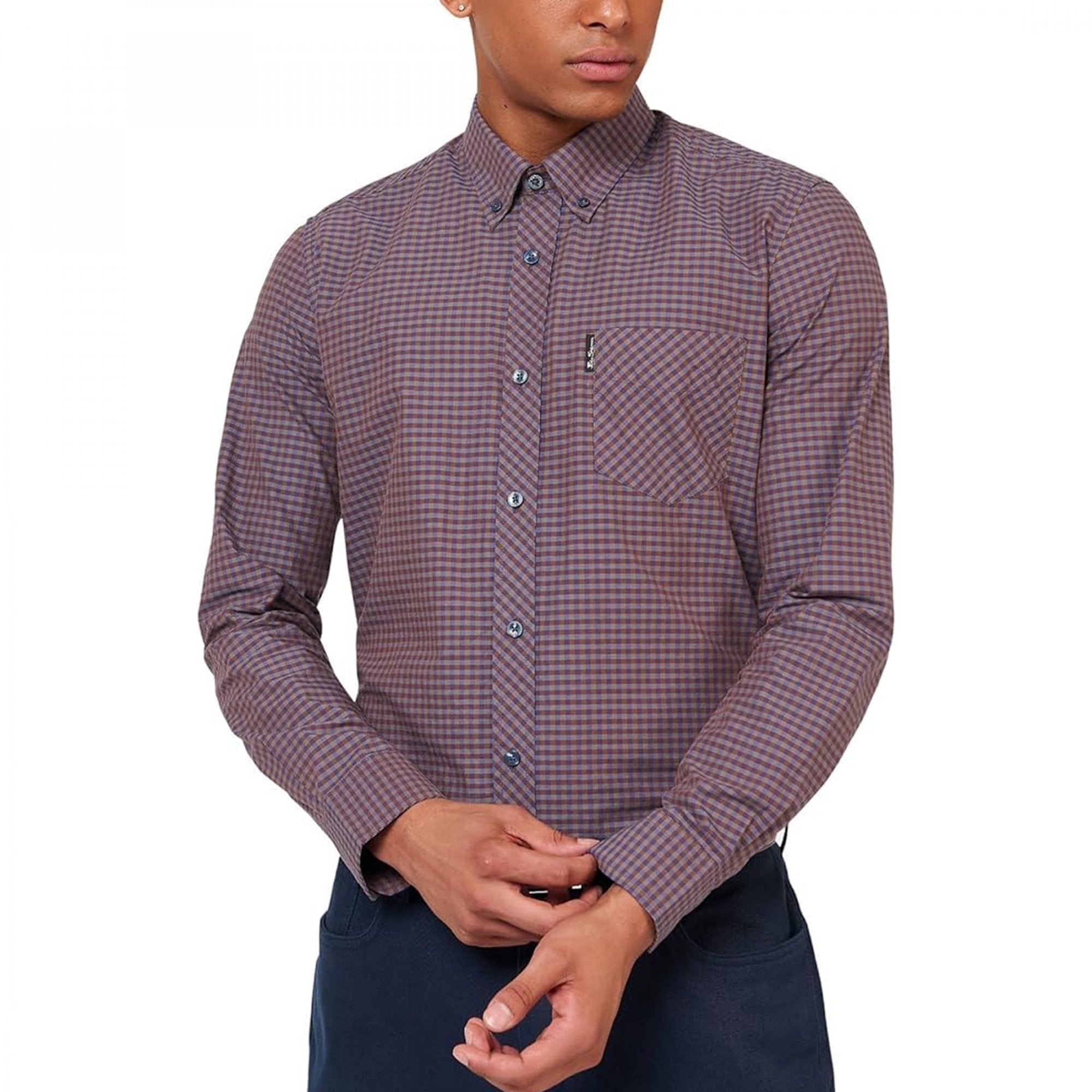 Ben Sherman Gingham Check Long Sleeve Shirt Ginger 552 0059141