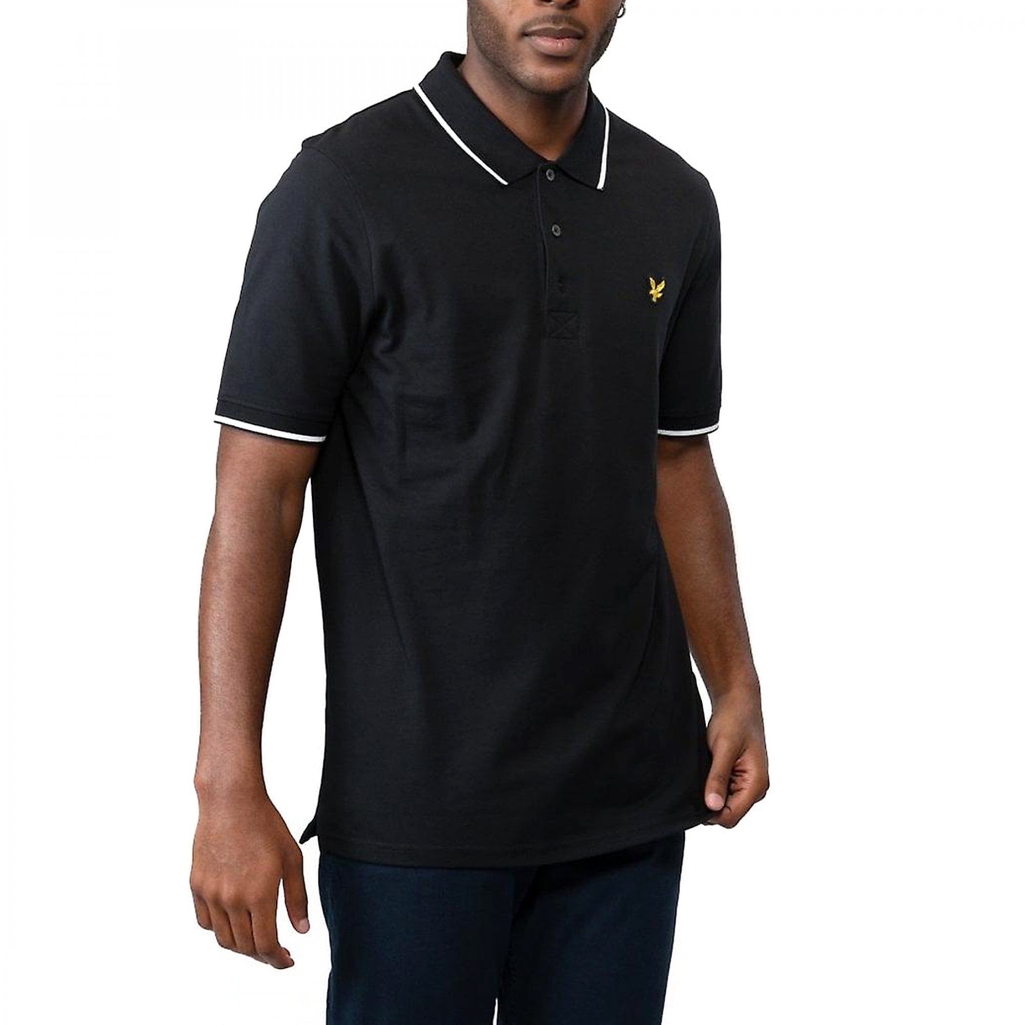 Lyle & Scott Tipped Collar Pique Polo Black/White W395 SP1524VOG