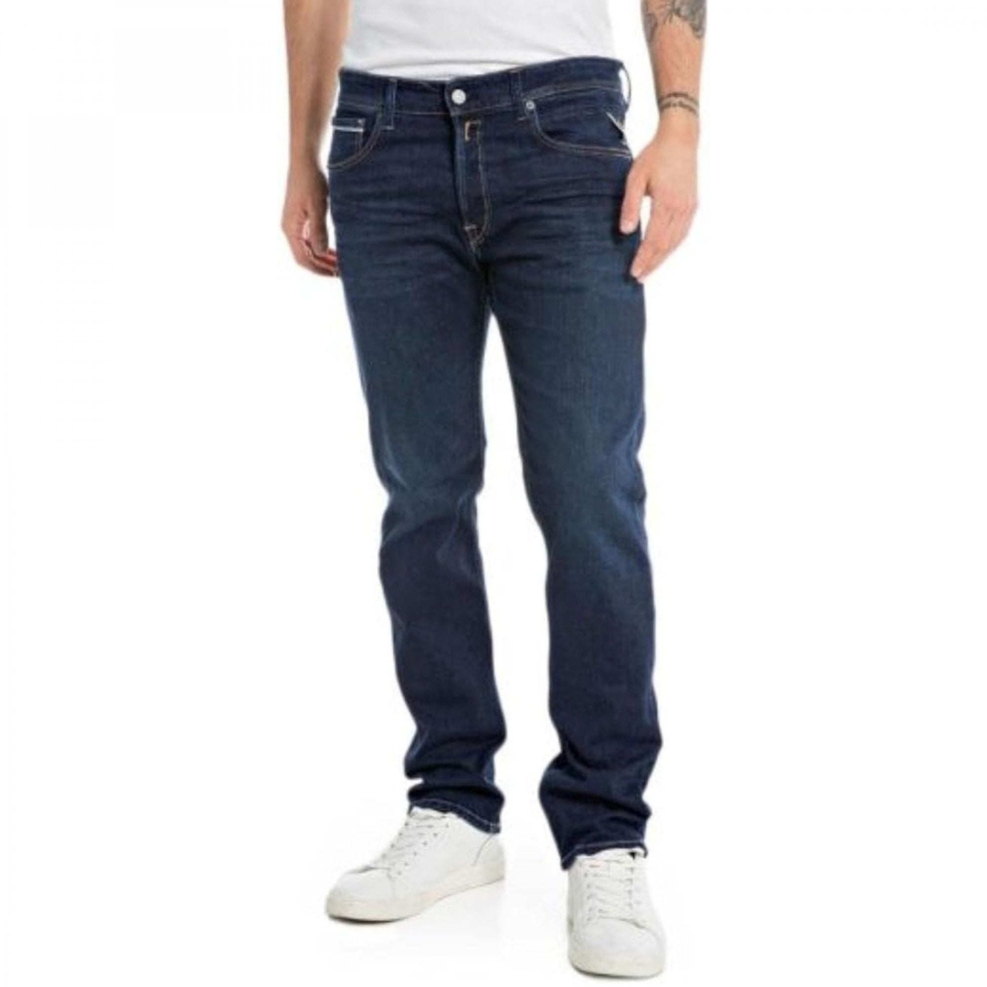 Replay Grover Straight Fit Blue Washed Denim Jeans MA972 685 506 007