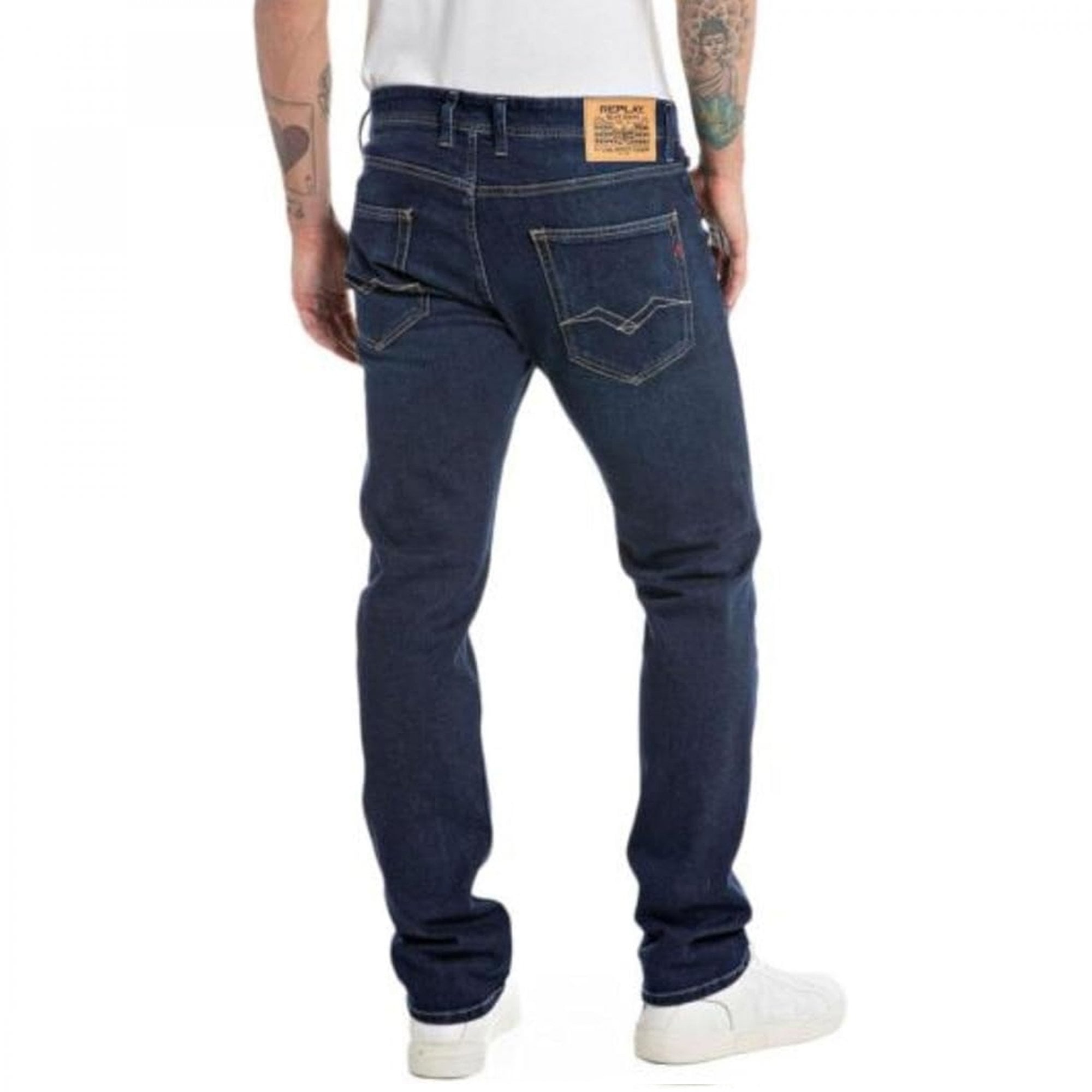 Replay Grover Straight Fit Blue Washed Denim Jeans MA972 685 506 007