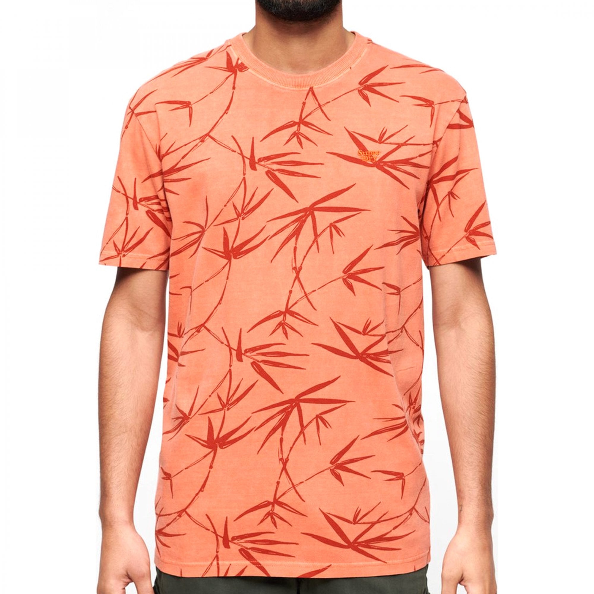 Superdry Vintage Overdye Floral Printed T-Shirt Rust Orange 2MC