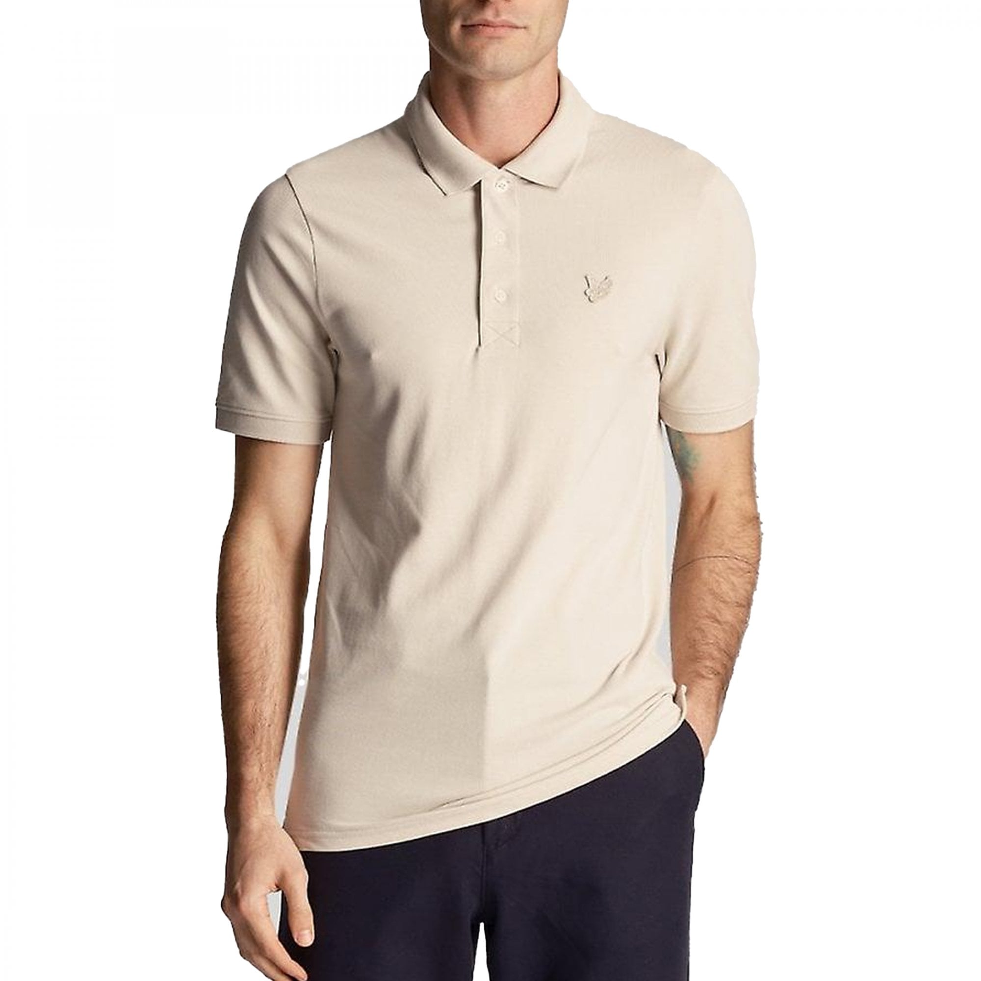 Lyle & Scott Tonal Eagle Plain Pique Polo Cove Cream W870 SP400TON