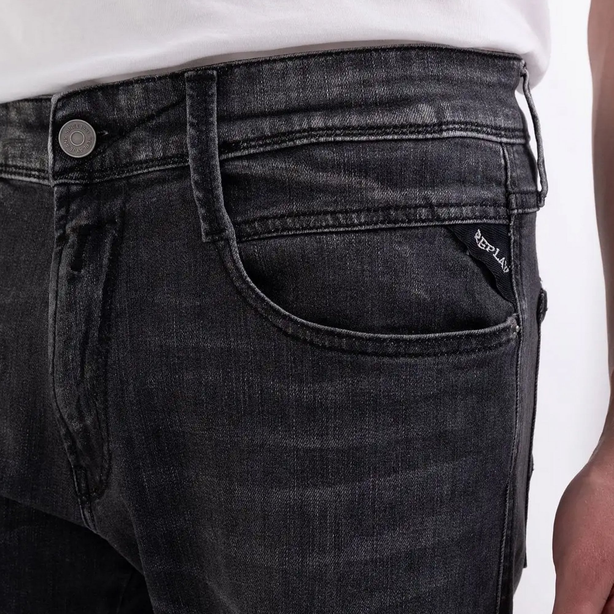 Replay Anbass Power Stretch Black/Grey Denim Jeans M914Y 51A 624 097