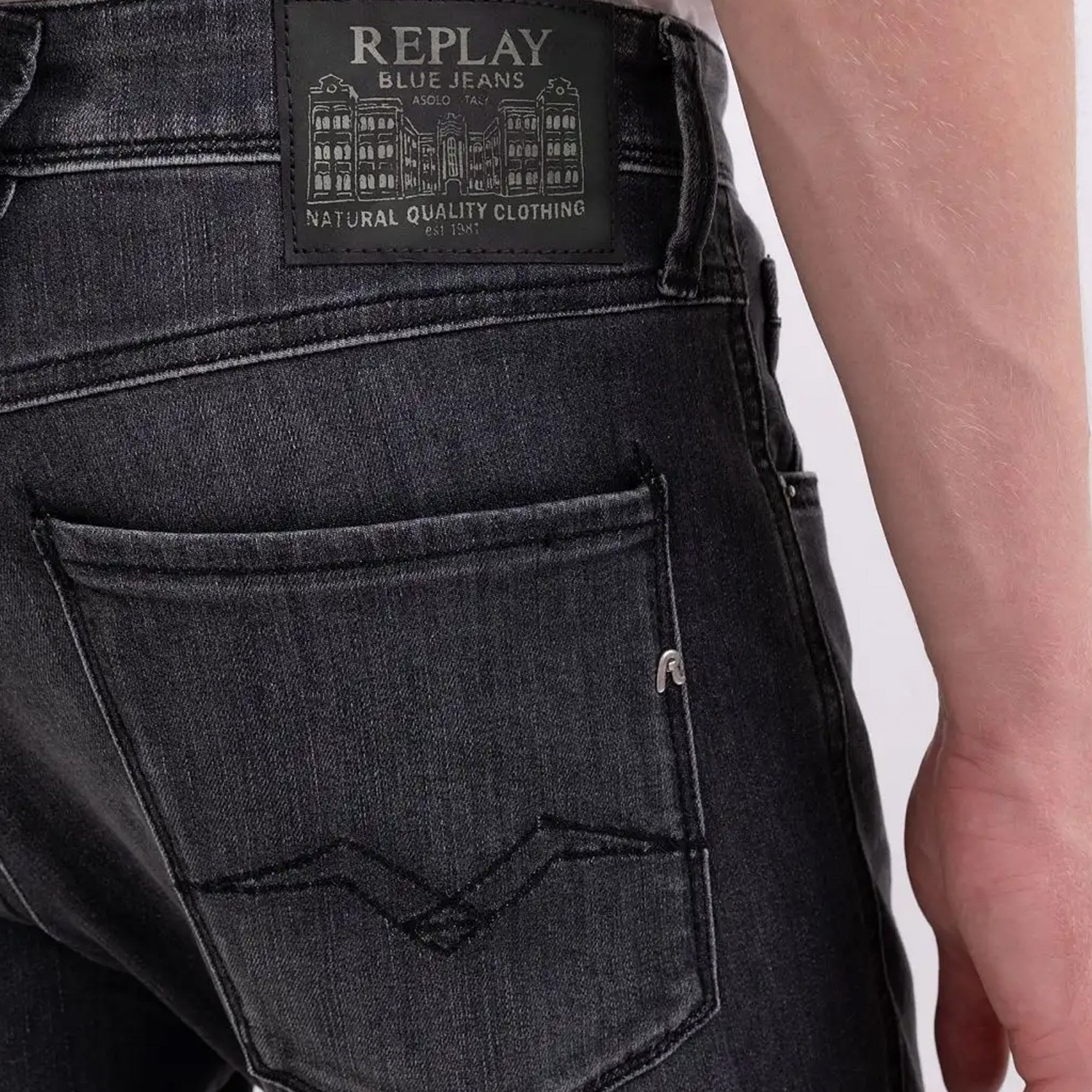 Replay Anbass Power Stretch Black/Grey Denim Jeans M914Y 51A 624 097