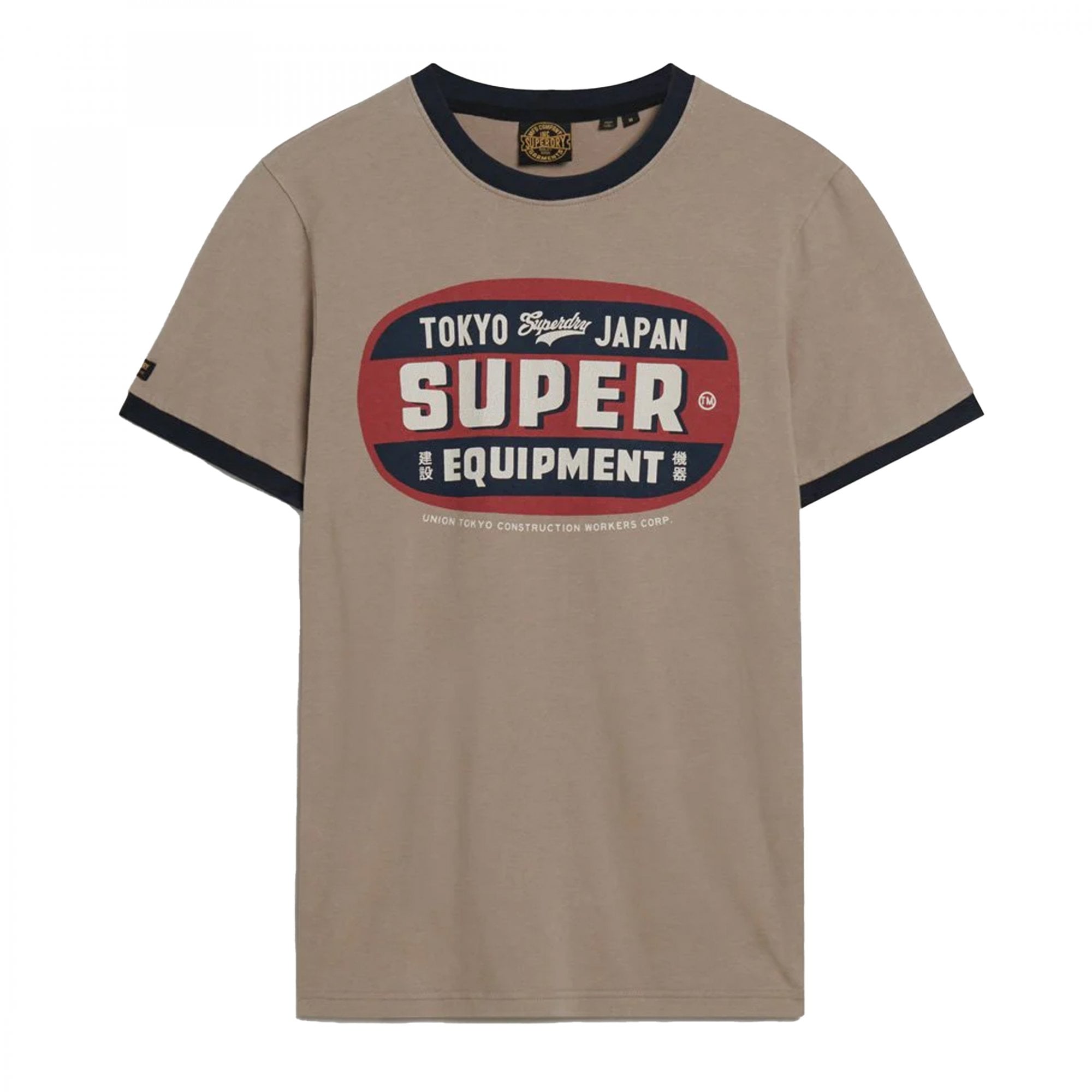 Superdry AC Ringer Workwear Graphic T-Shirt Deep Beige 1ZU