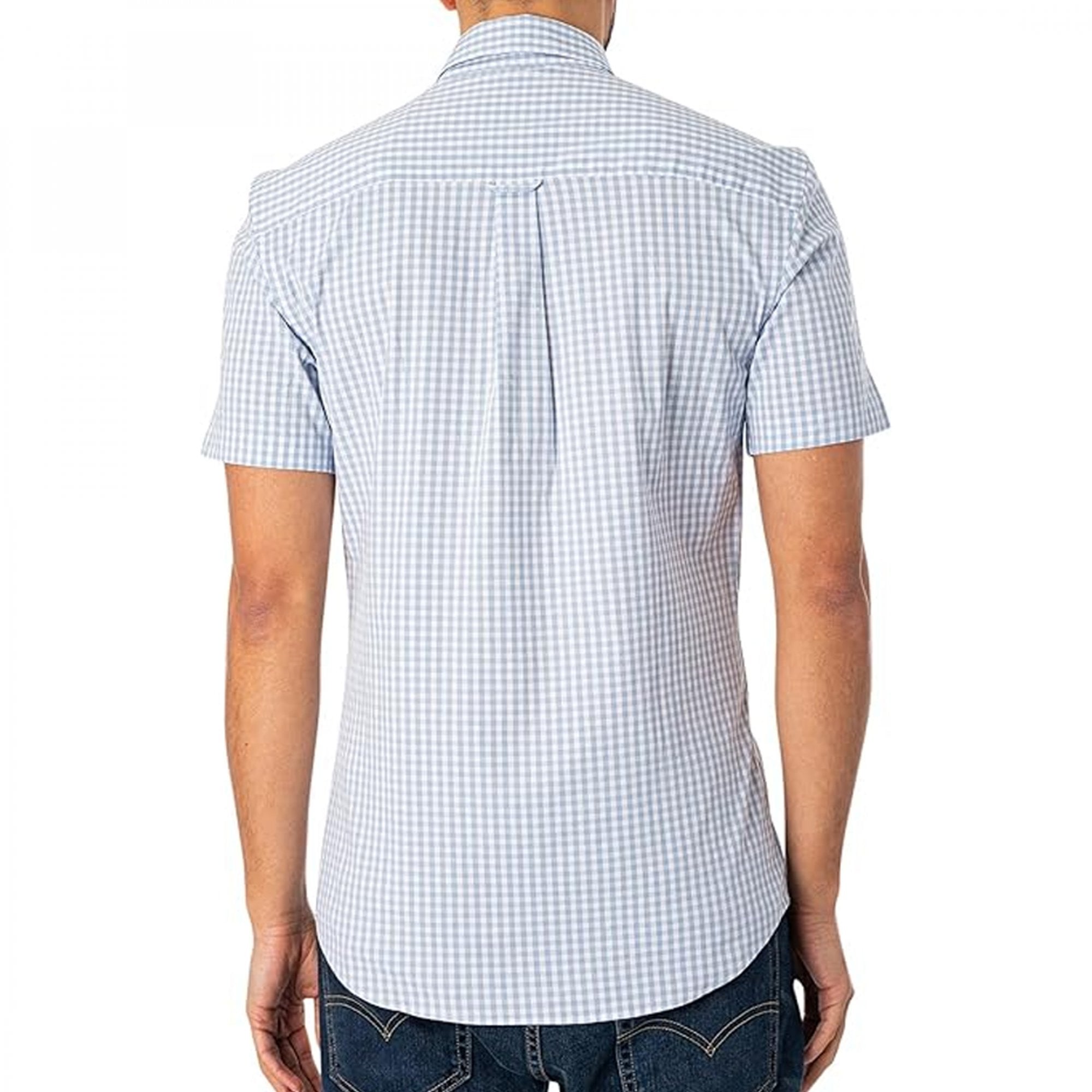Lyle & Scott Light Blue/White Gingham Check Shirt Short Sleeve SW2005V