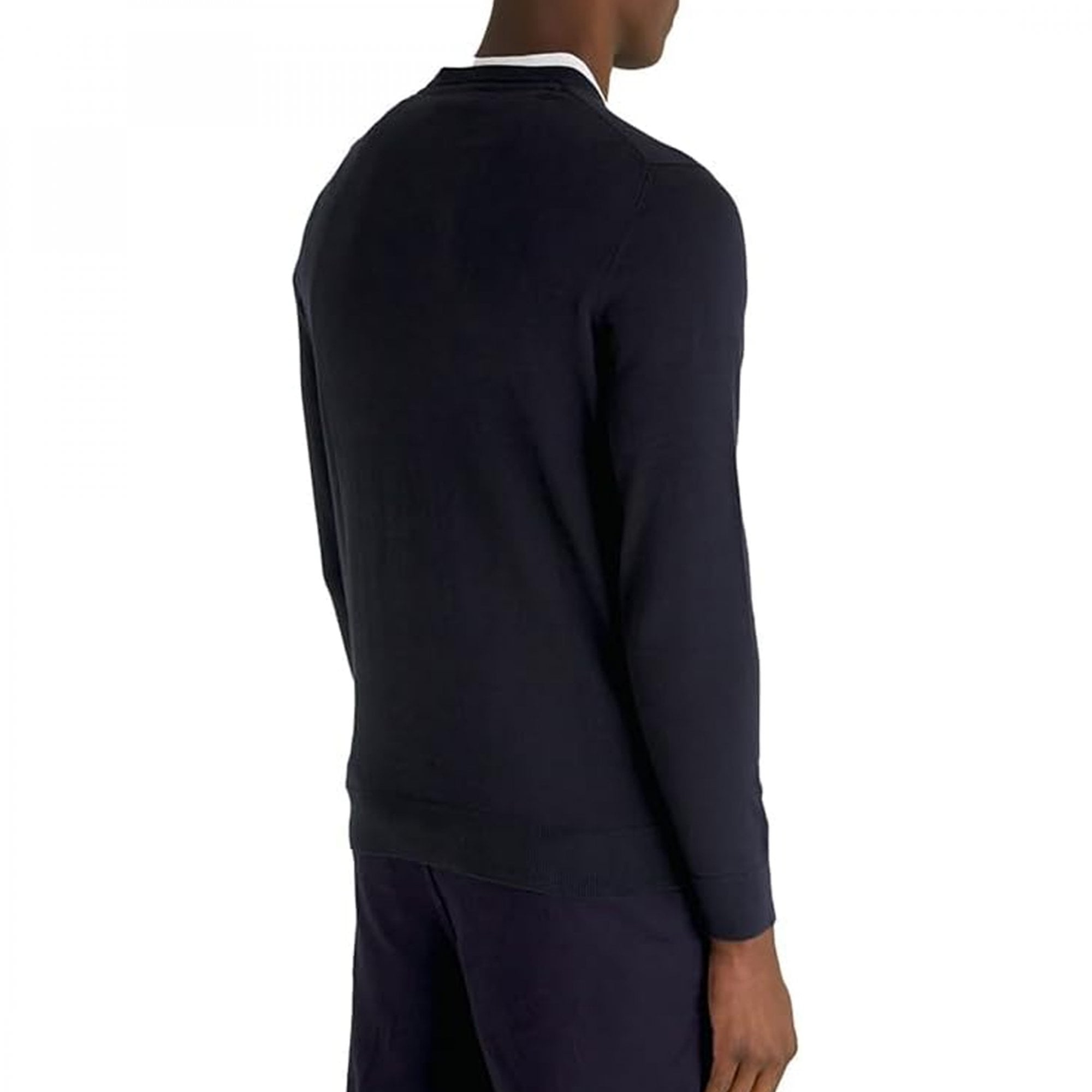 Lyle & Scott Tonal Eagle Navy Crew Neck Superfine Knit Jumper KN2235TON