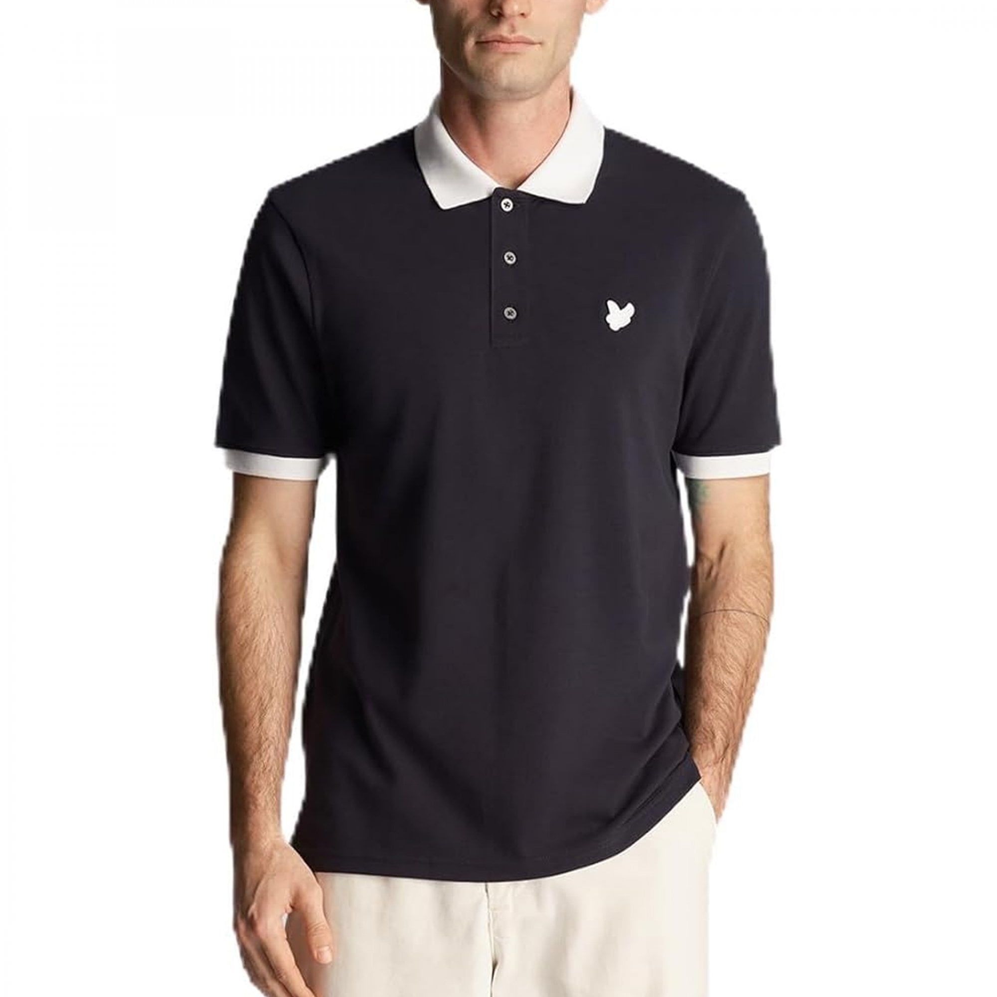 Lyle & Scott Tonal Ringer Pique Polo Navy/White W403 SP2014V