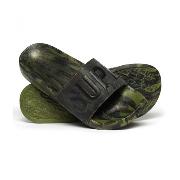 Superdry Camo Vegan Pool Slide Green Camo 3DL