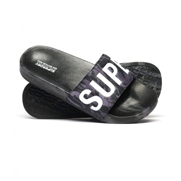 Superdry Camo Vegan Pool Slide Dark Grey Camo 9TO