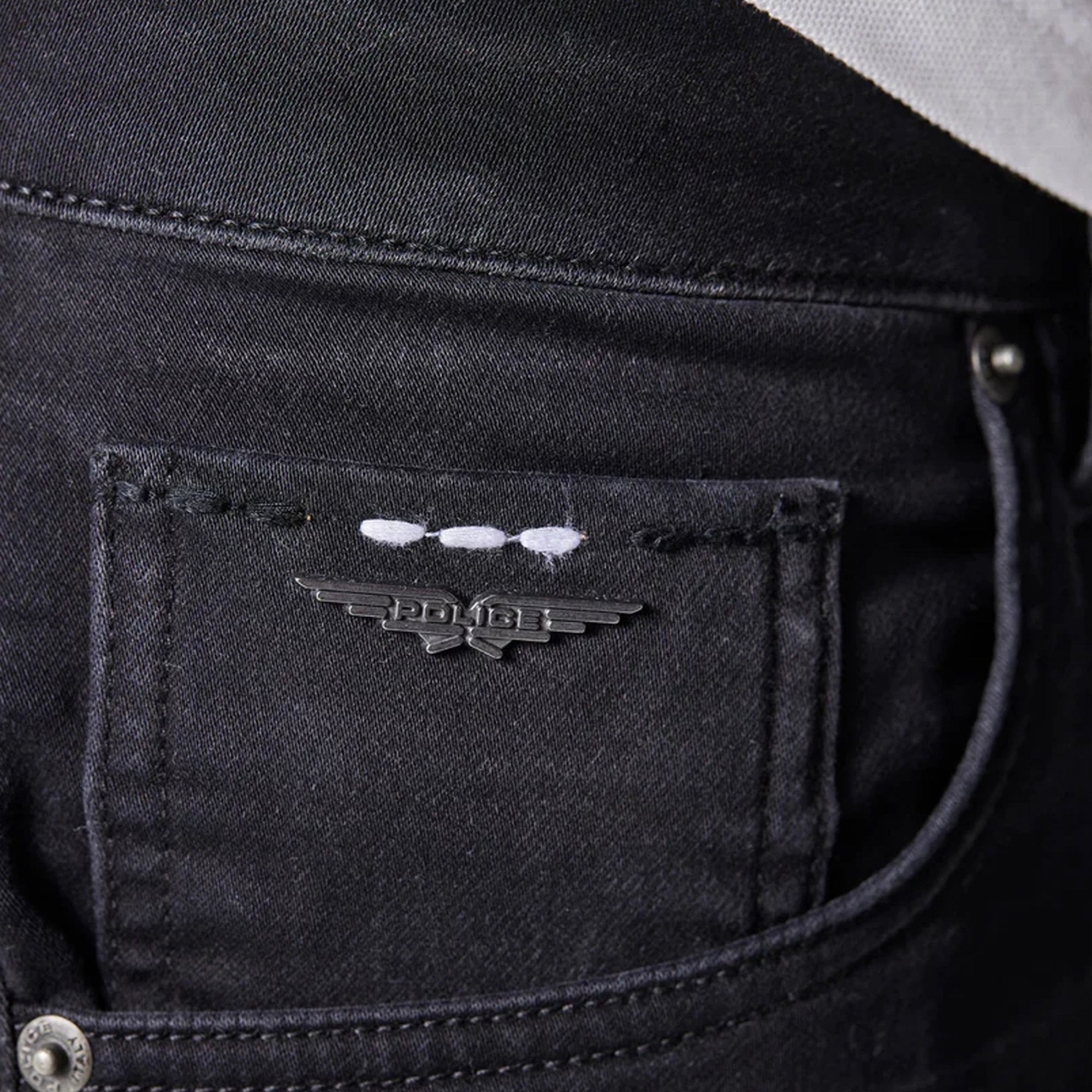 Police Deniro LAT 815 Washed Black Stretch Slim Fit Denim Jeans