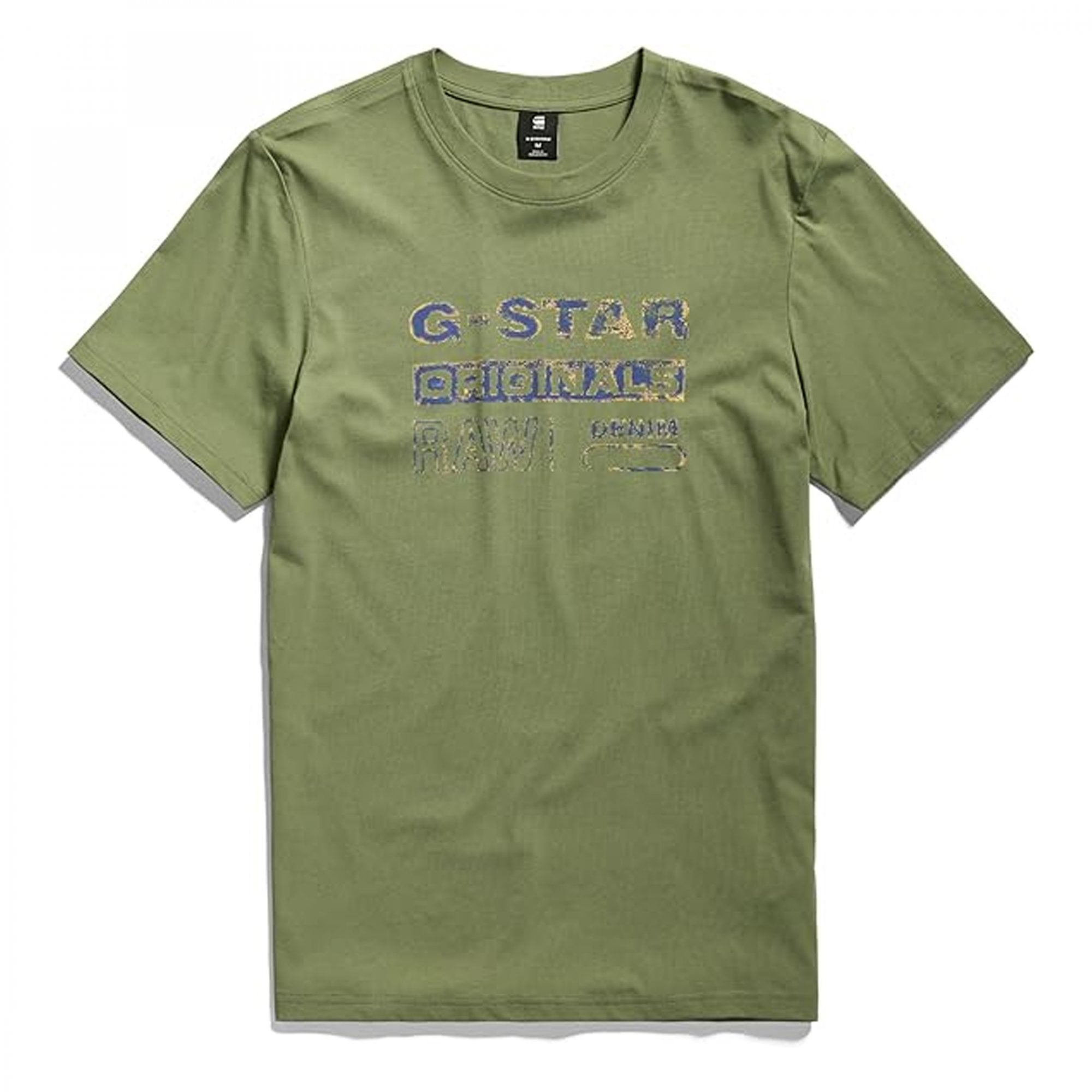 Gstar Distressed Originals Logo Slim T-Shirt Sage Green D24420
