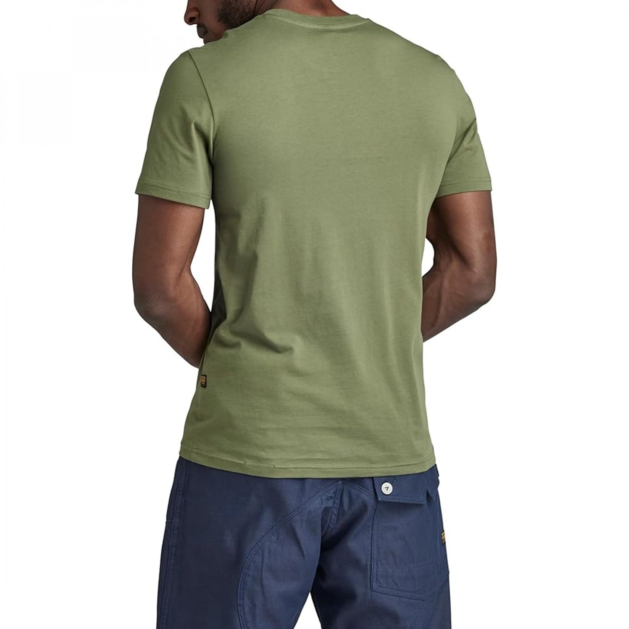 Gstar Distressed Originals Logo Slim T-Shirt Sage Green D24420