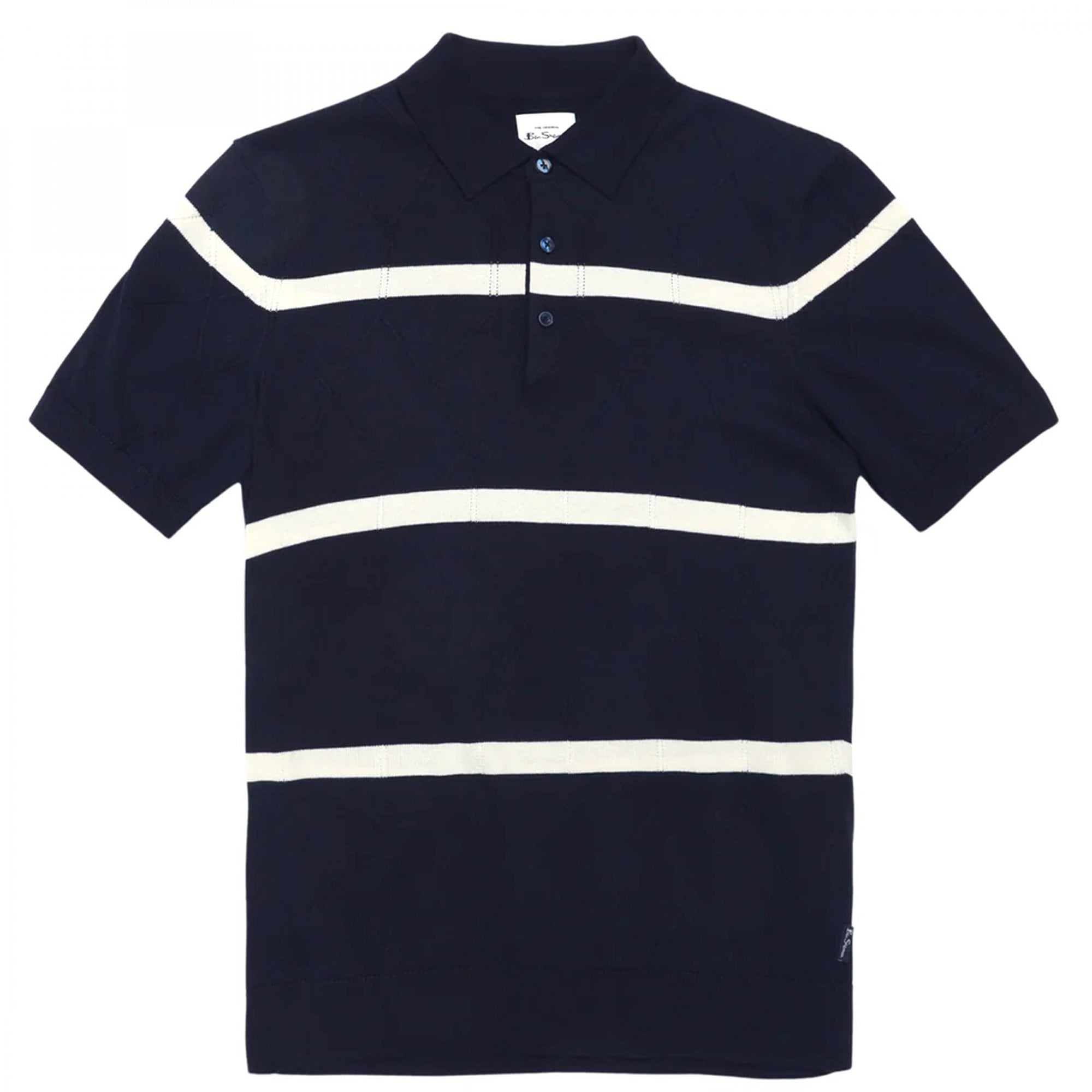 Ben Sherman Argyle Stripe Knitted Polo Dark Navy 75855