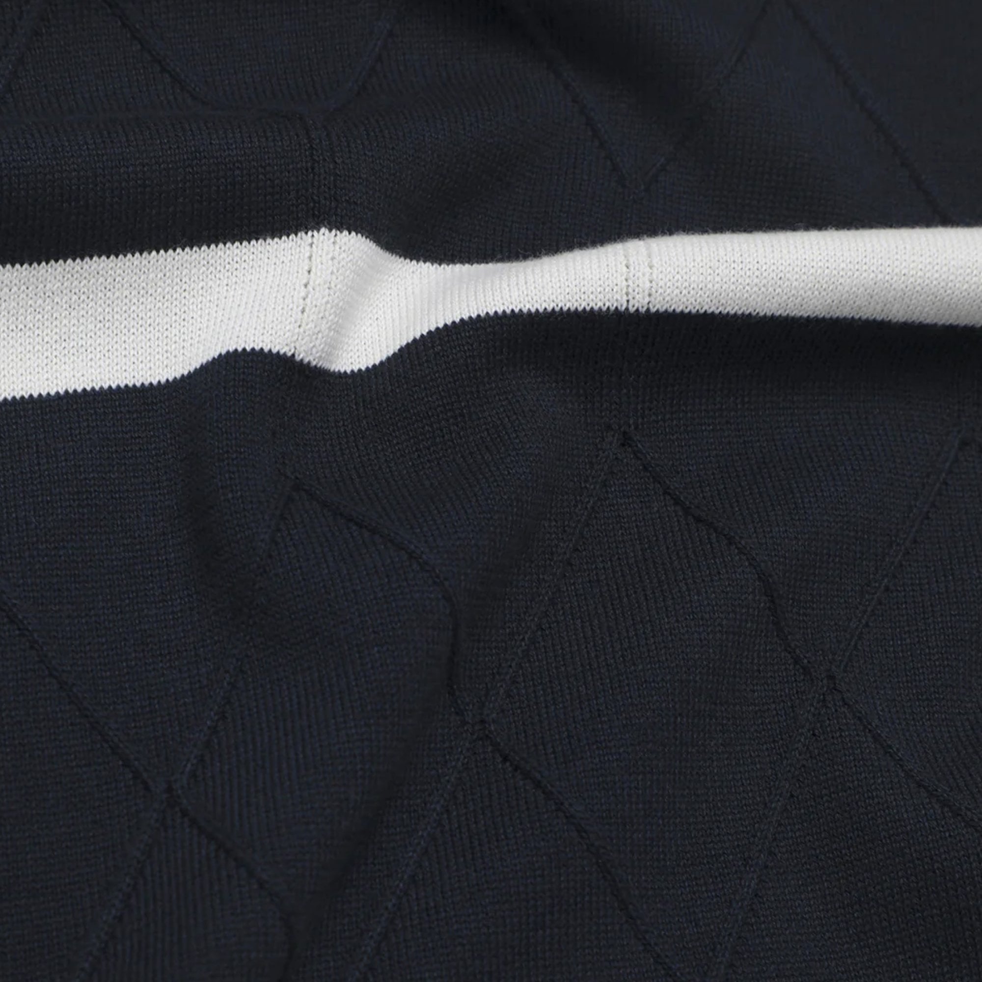 Ben Sherman Argyle Stripe Knitted Polo Dark Navy 75855