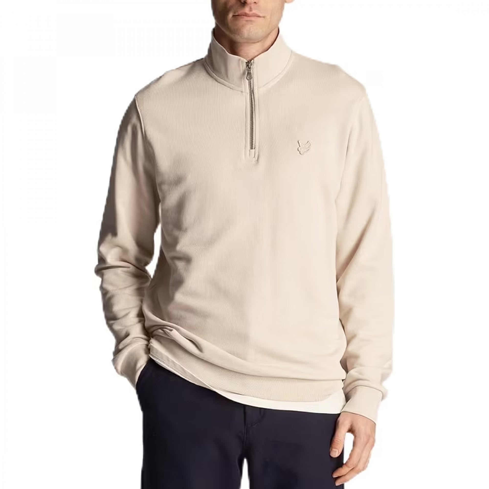 Lyle & Scott Tonal Eagle 1/4 Zip Sweatshirt Cove ML2022TON