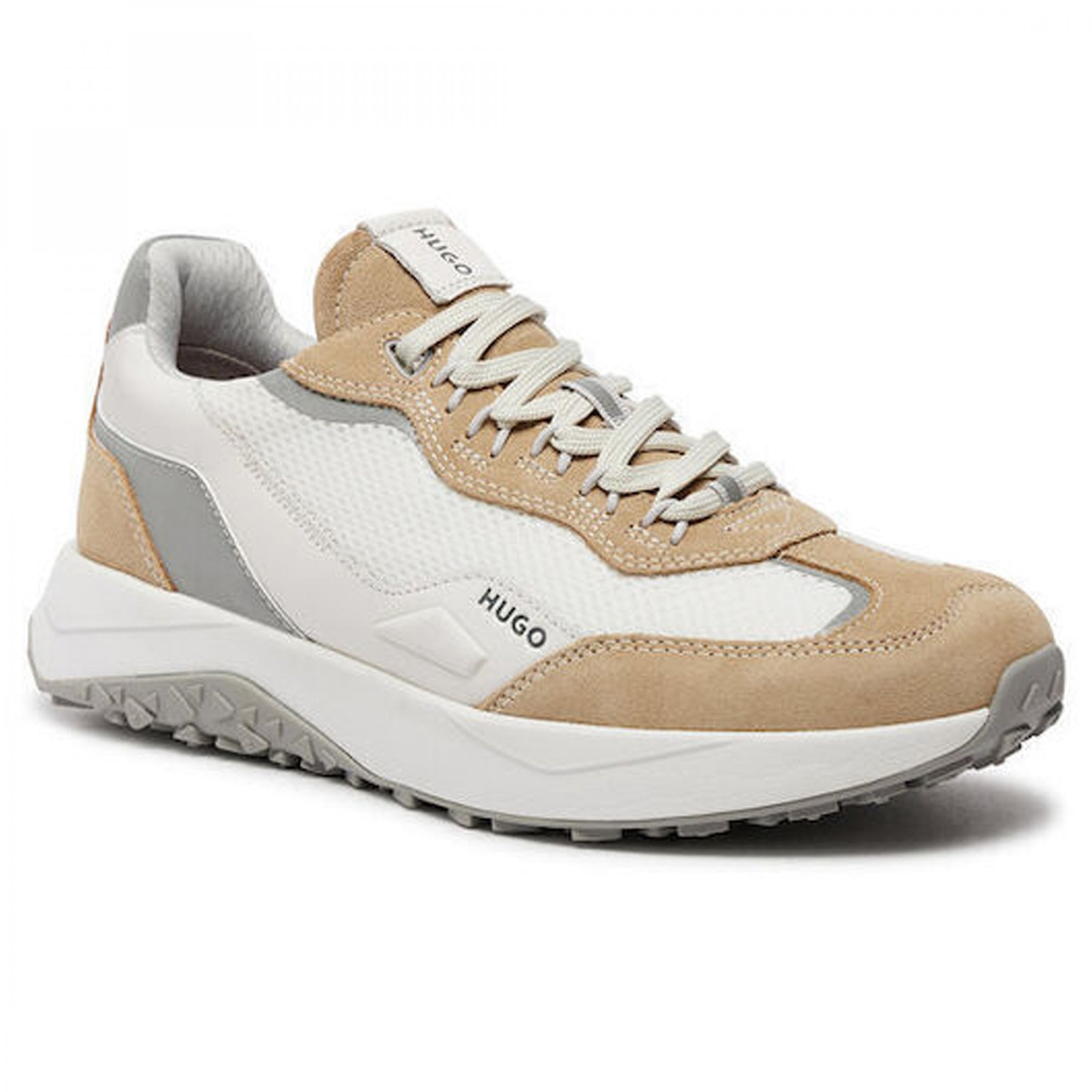 Hugo Boss Kane_Runn_sdme Leather & Mesh Trainers Open White 122 50517260