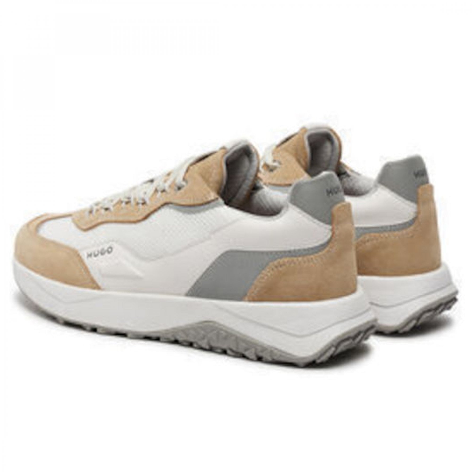 Hugo Boss Kane_Runn_sdme Leather & Mesh Trainers Open White 122 50517260