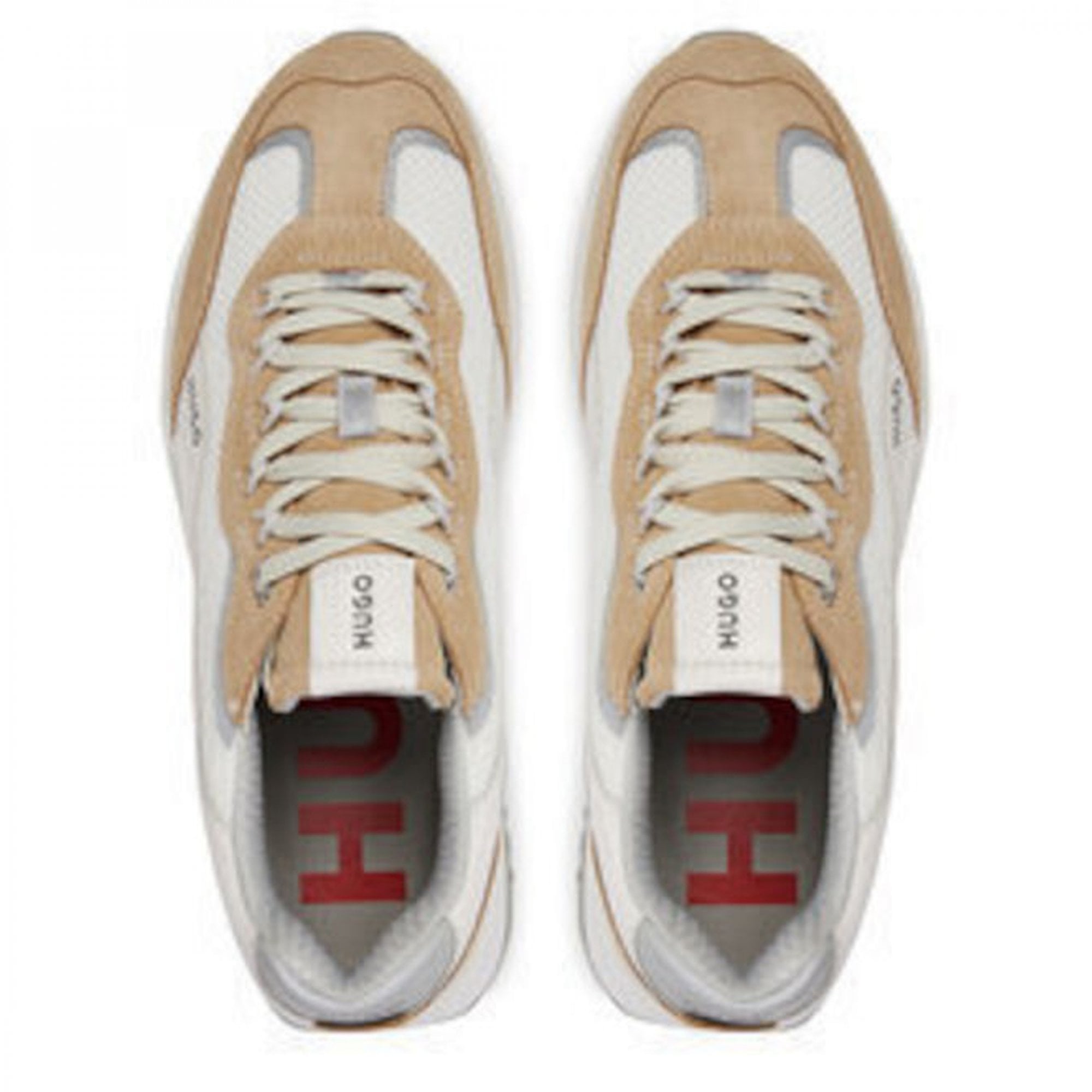 Hugo Boss Kane_Runn_sdme Leather & Mesh Trainers Open White 122 50517260
