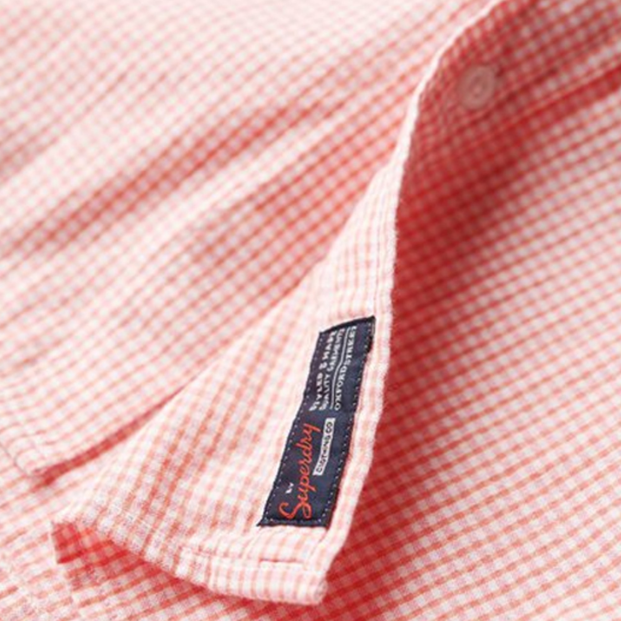 Superdry Seersucker S/S Gingham Check Shirt Pink M85