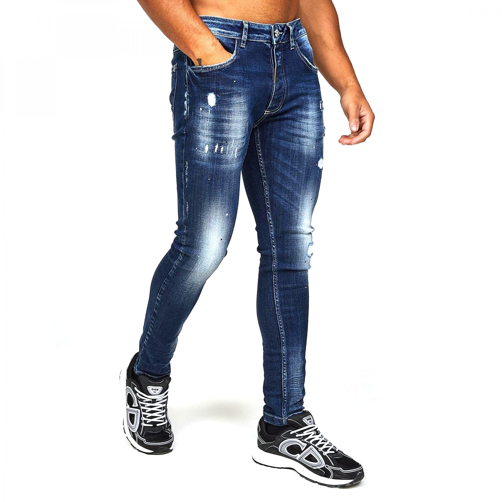Alessandro Zavetti Marciano Blue Wash Denim Ripped Jeans