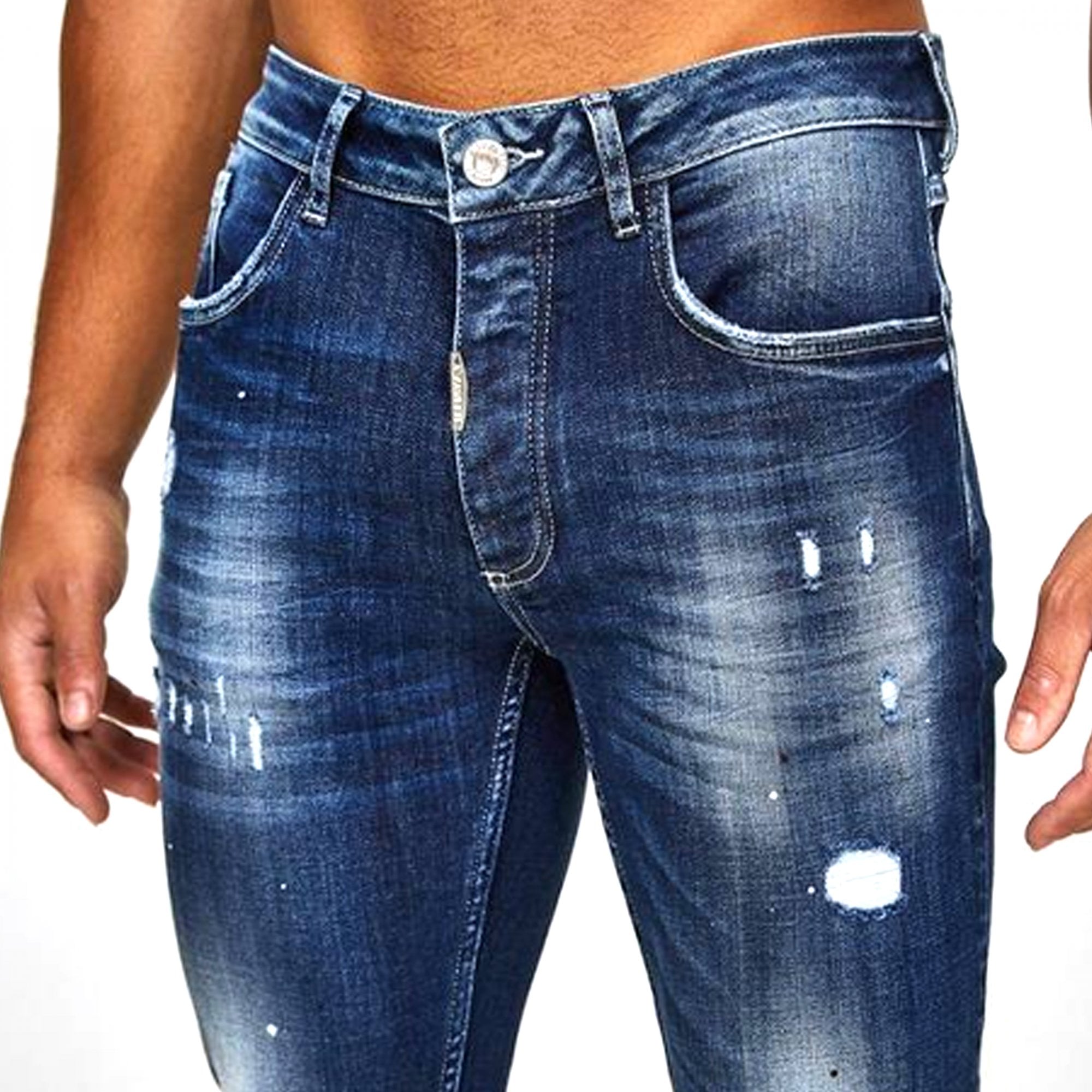 Alessandro Zavetti Marciano Blue Wash Denim Ripped Jeans