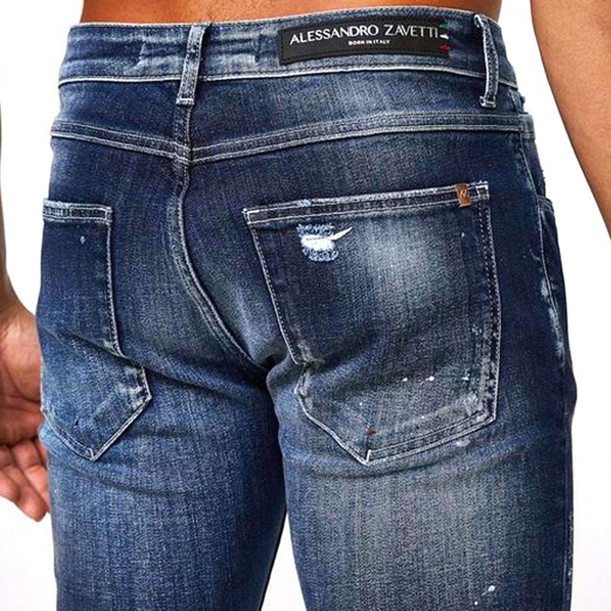 Alessandro Zavetti Marciano Blue Wash Denim Ripped Jeans