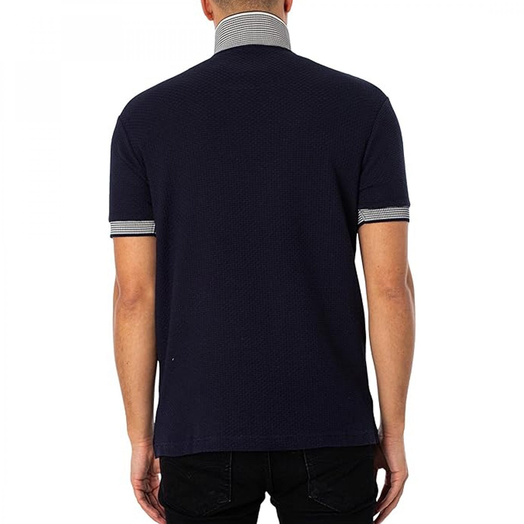 Trojan Basket Weave Polo T-Shirt Navy TR8870