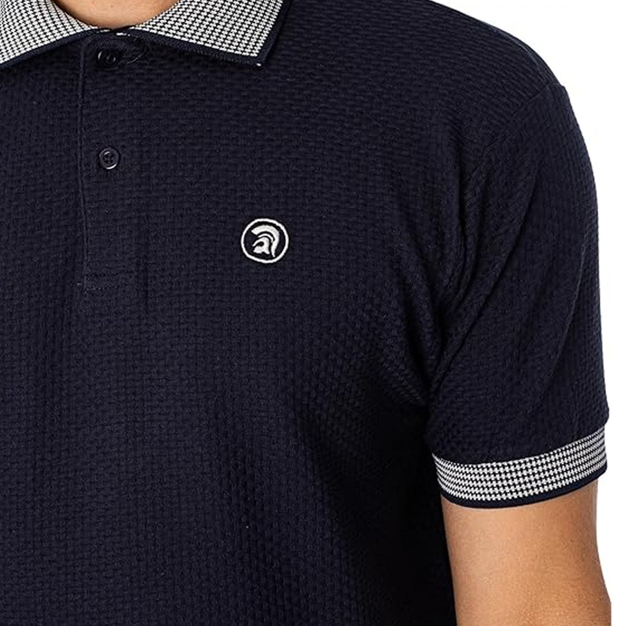 Trojan Basket Weave Polo T-Shirt Navy TR8870